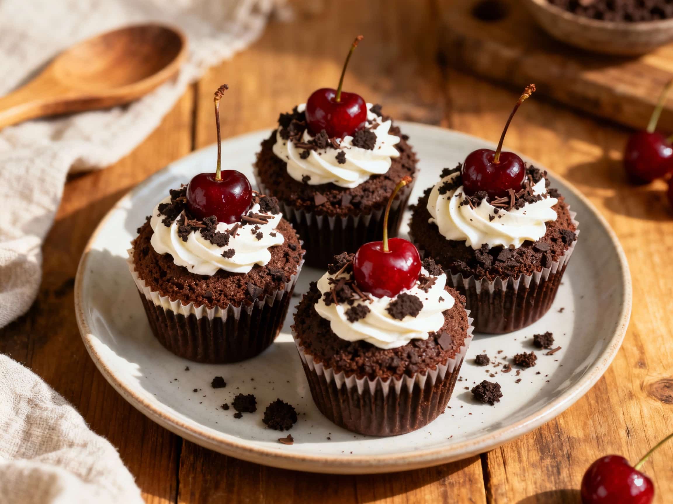 Mini Black Forest Cupcakes