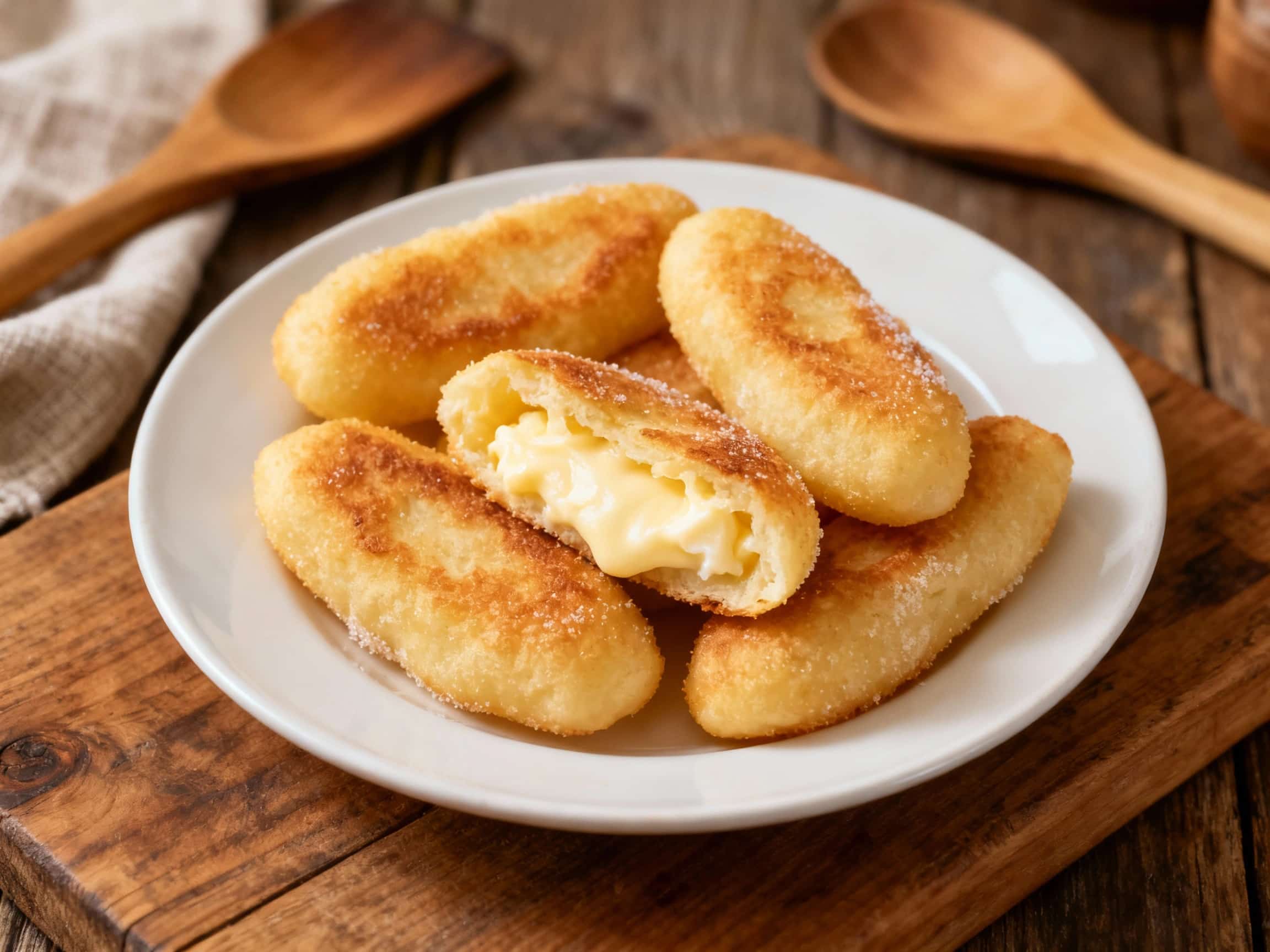 A close-up shot of sweet cheese-filled kopytka served in a bowl, glistening with butter and adorned with fresh strawberries, showcasing a delicious and comforting Polish dessert. The dish is plated elegantly on a rustic wooden surface, inviting the viewer to savor its simple yet appealing presentation.