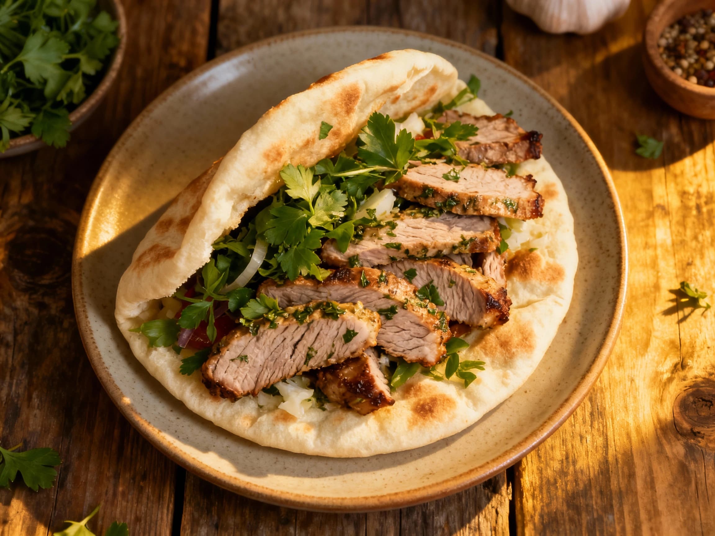 Herbed Pork Gyro Pita