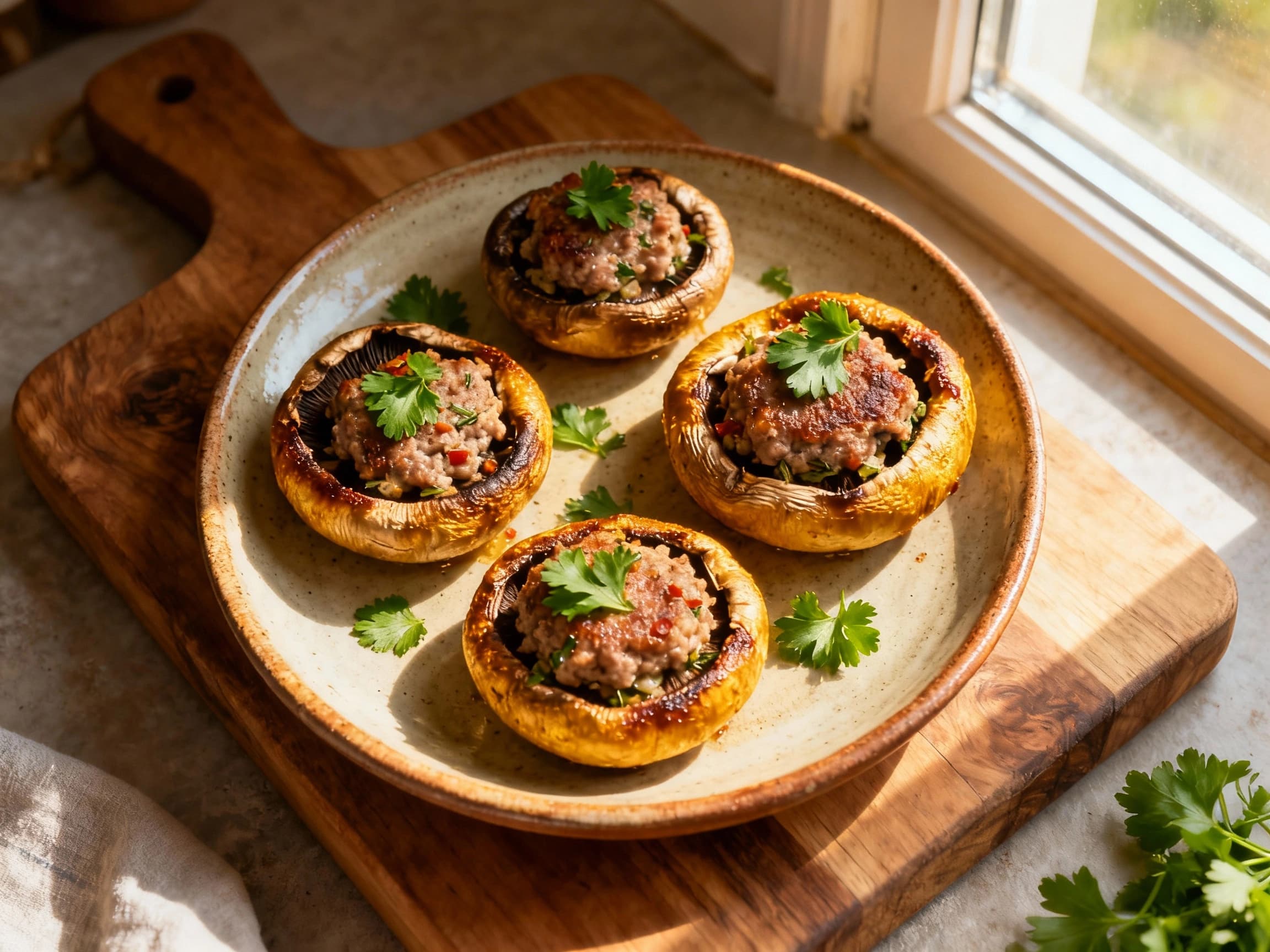 Alheira Stuffed Portobello Mushrooms