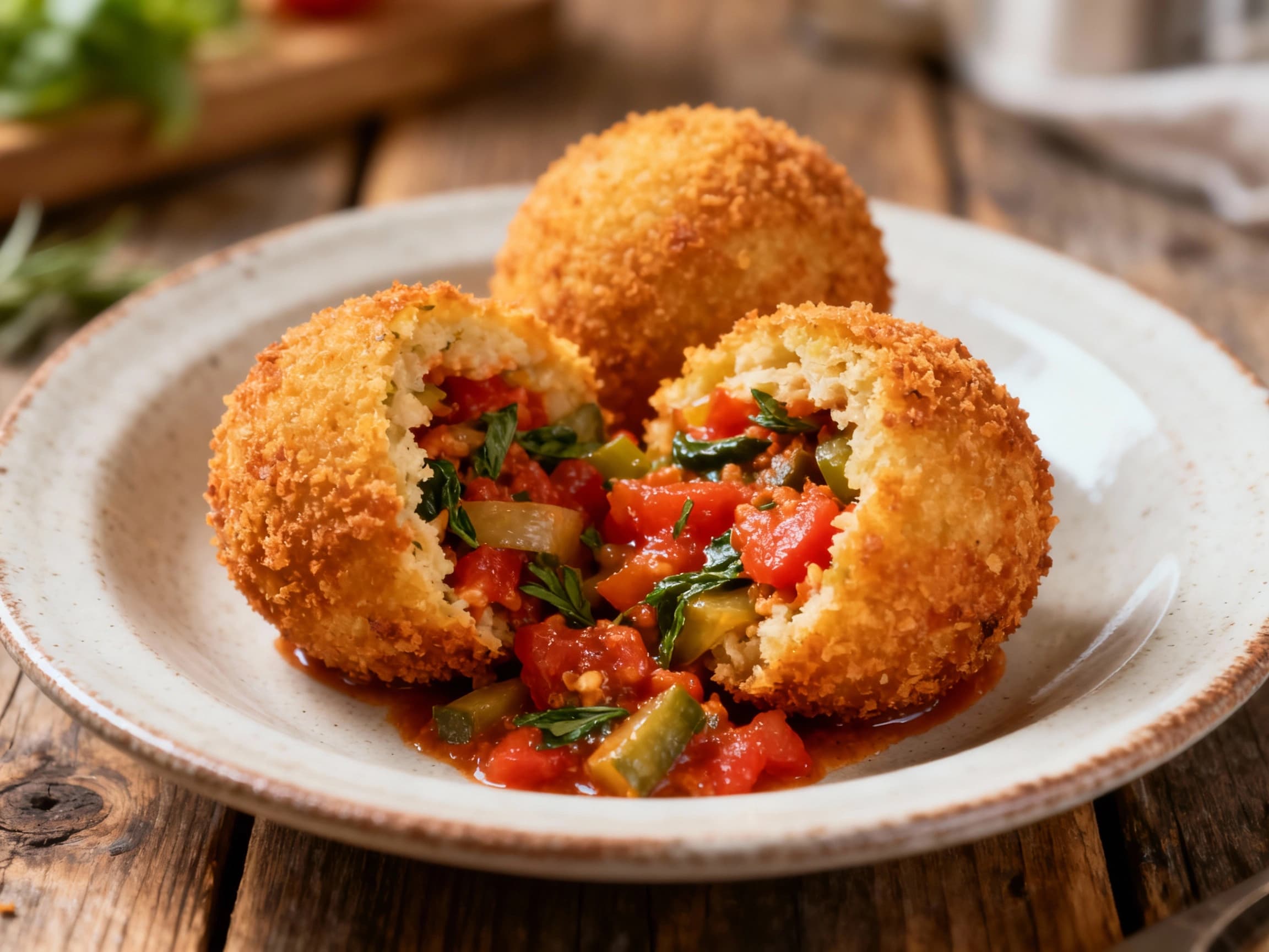 Baked Arancini with Vegetable Ragu Filling