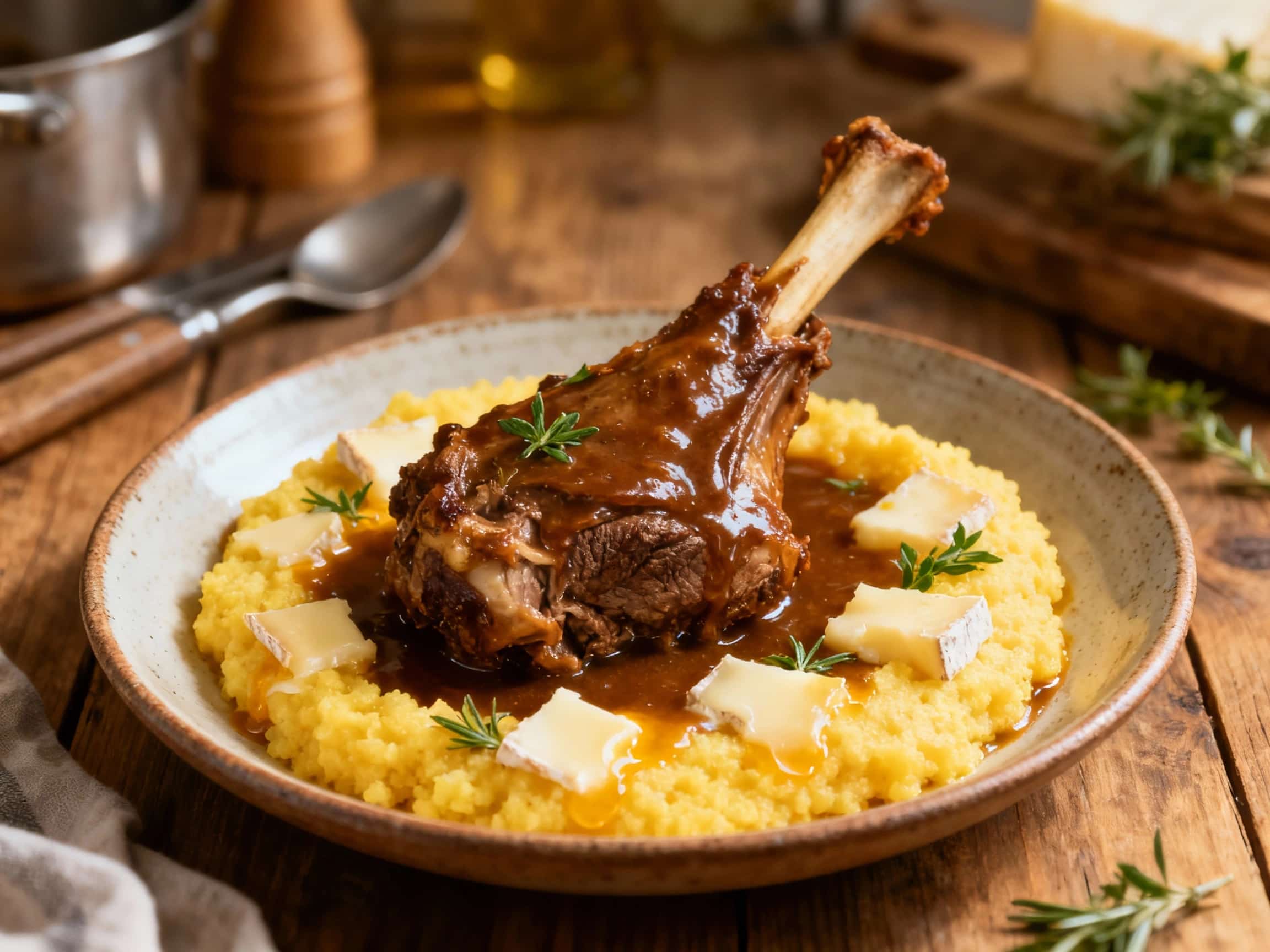 Braised Lamb Shanks with Queijo da Serra Polenta