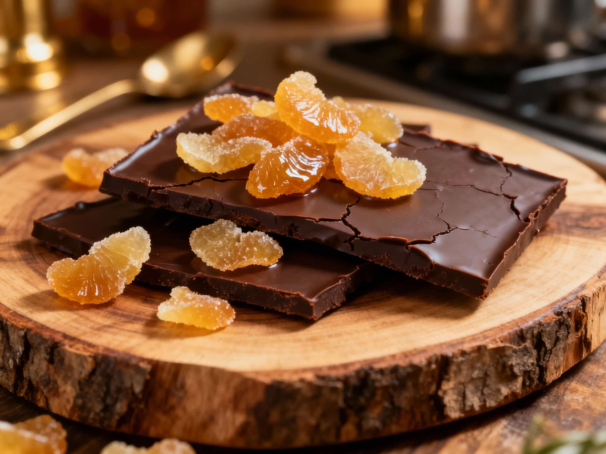 Candied Ginger and Dark Chocolate Bark