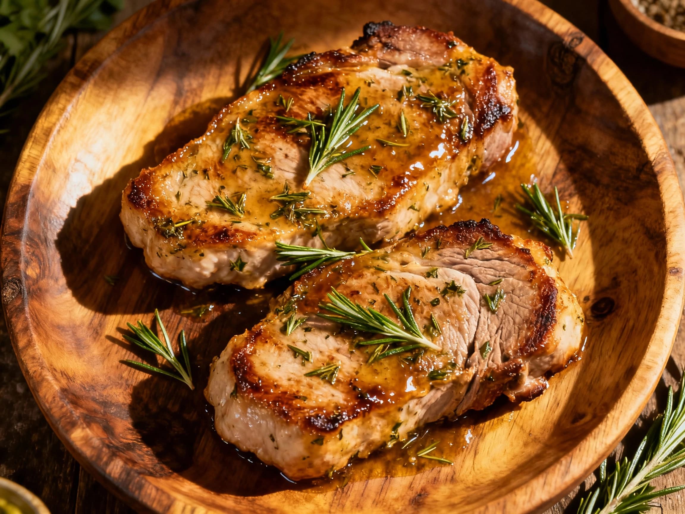 Charbonnade-Style Pork Loin Steaks with Herb Marinade