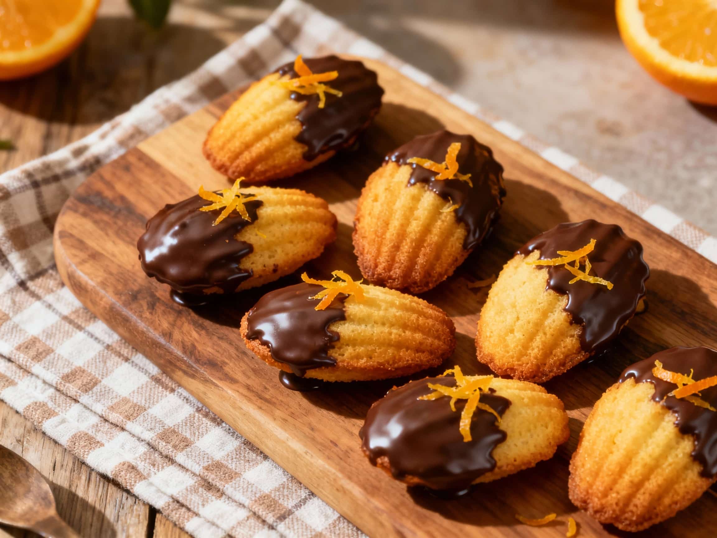Chocolate-Dipped Orange Madeleines