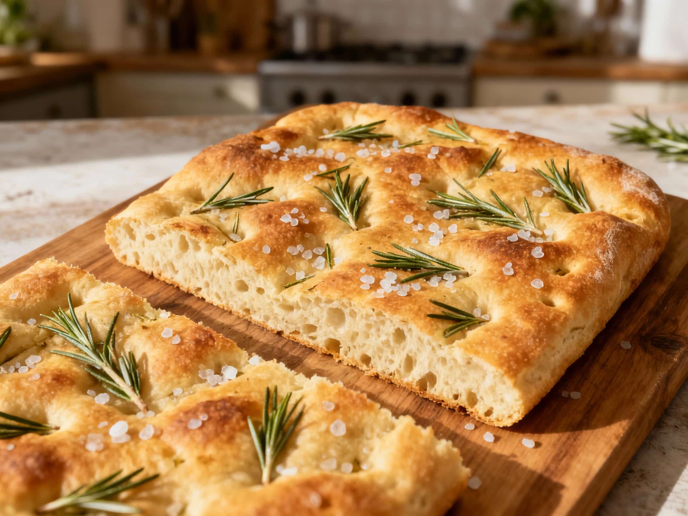 Classic Ligurian Focaccia with Rosemary and Sea Salt