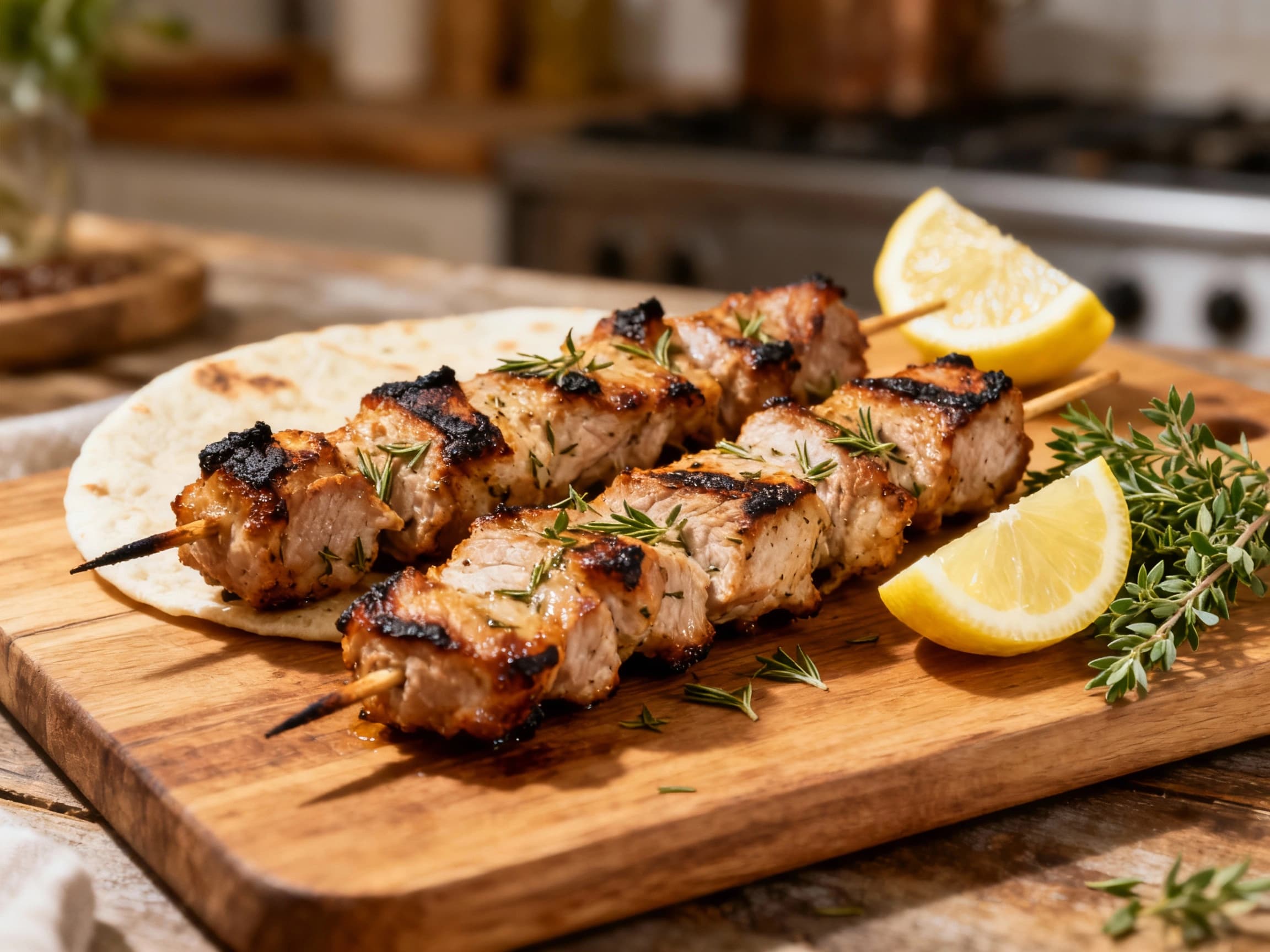 Classic Pork Souvlaki with Lemon-Oregano