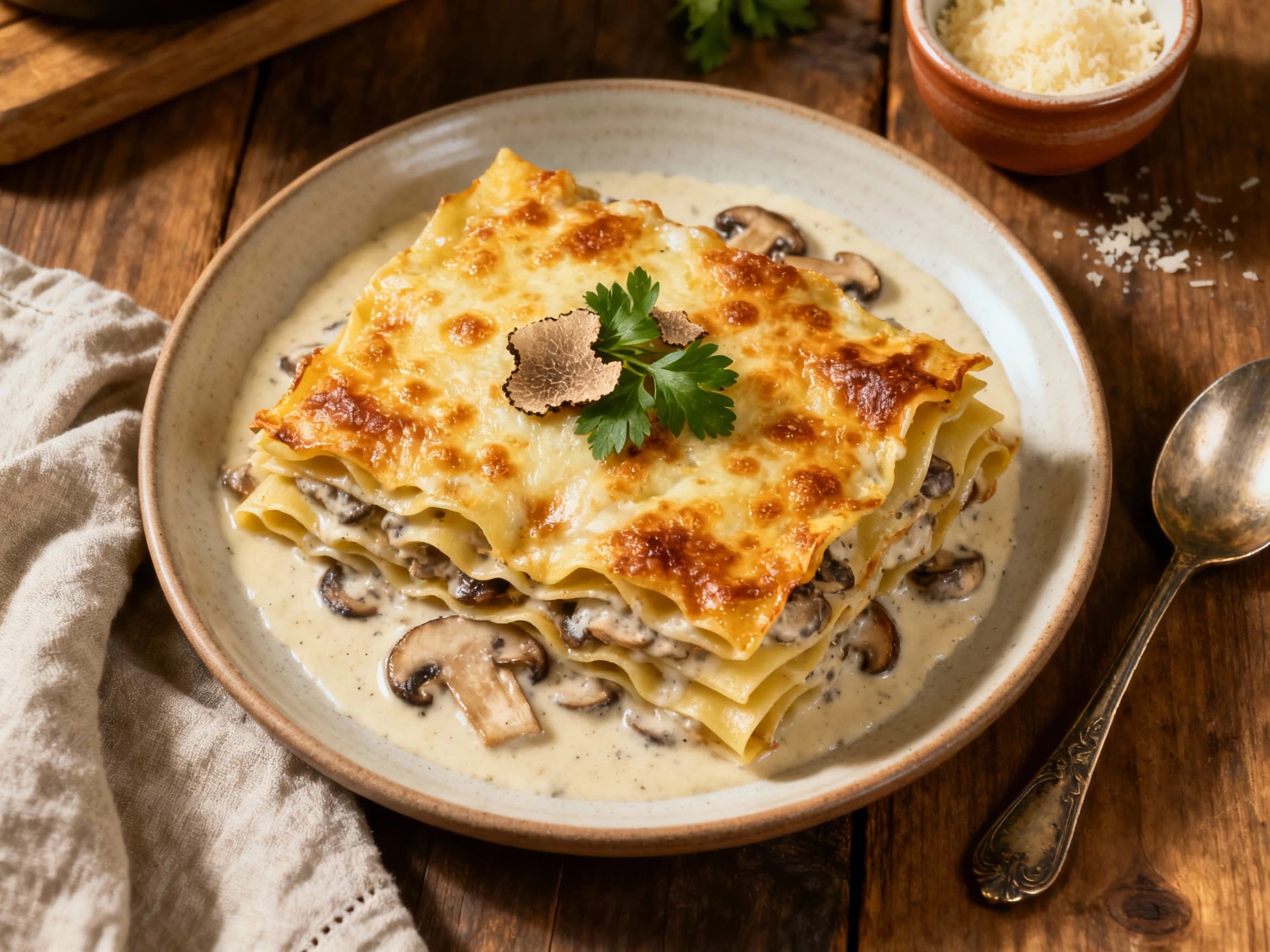 Creamy Mushroom and Truffle Lasagne
