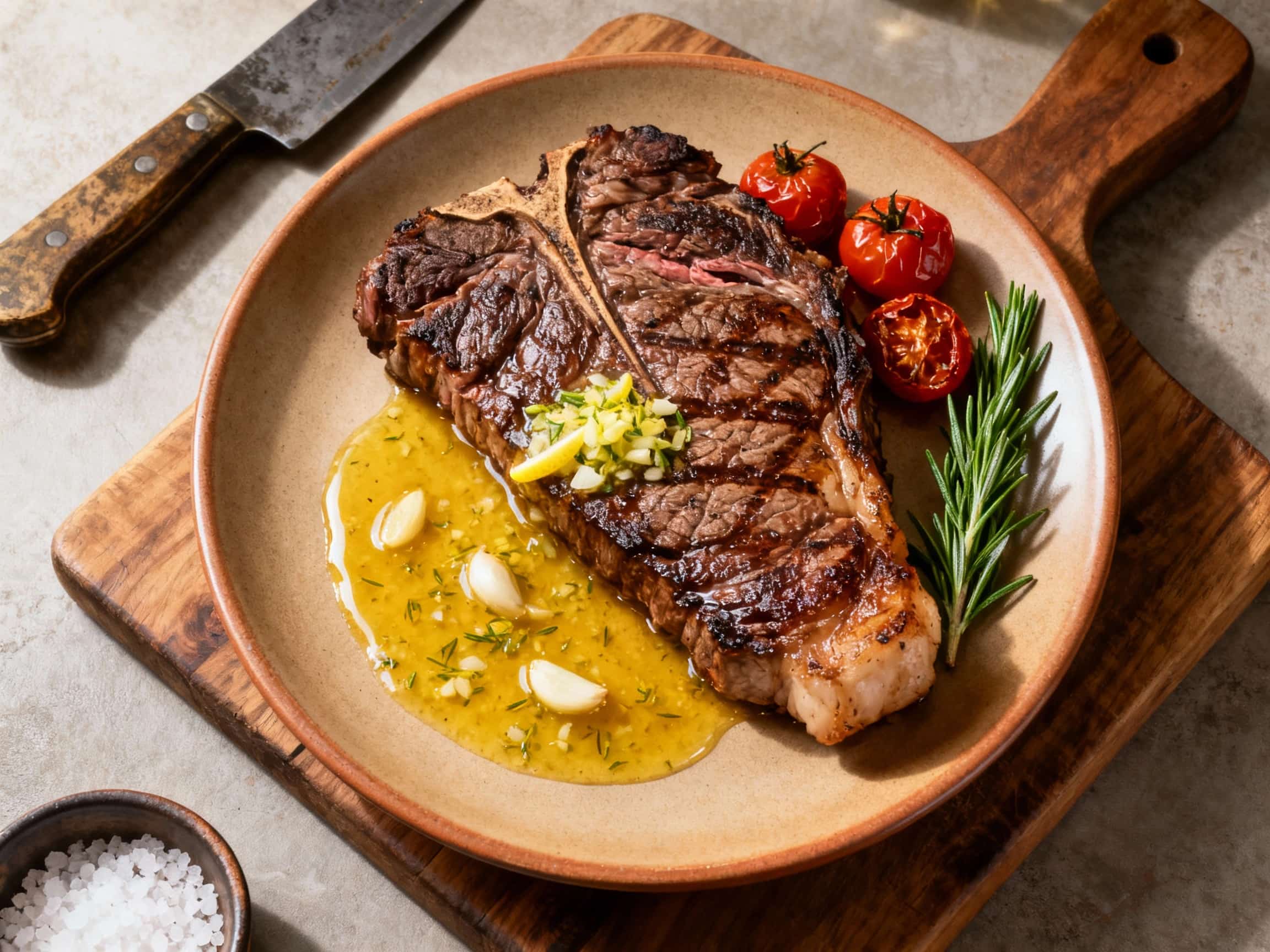 Fiorentina Steak with Lemon-Garlic Butter Sauce