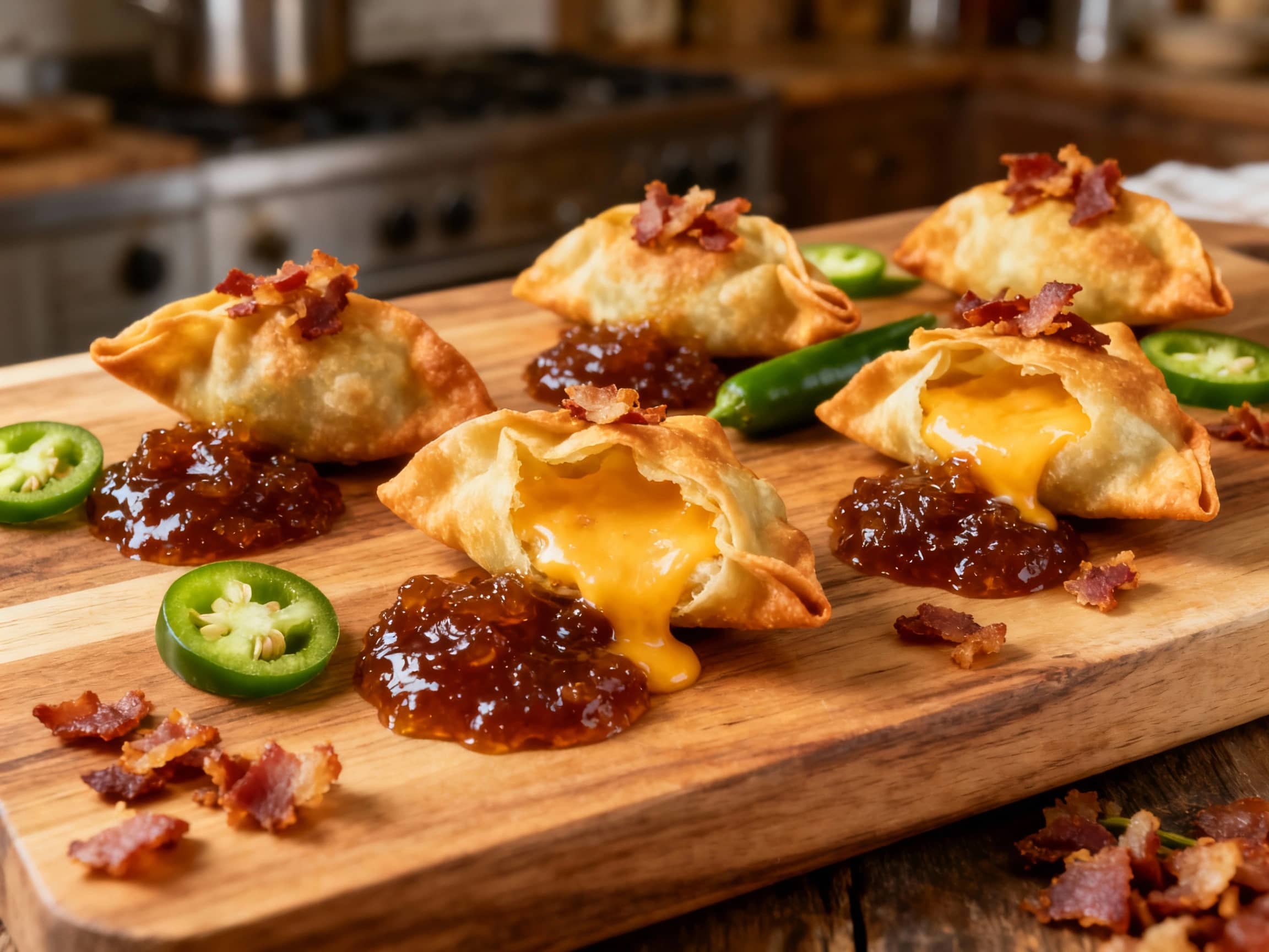Jalapeno Popper Wontons with Bacon Jam - Image 1