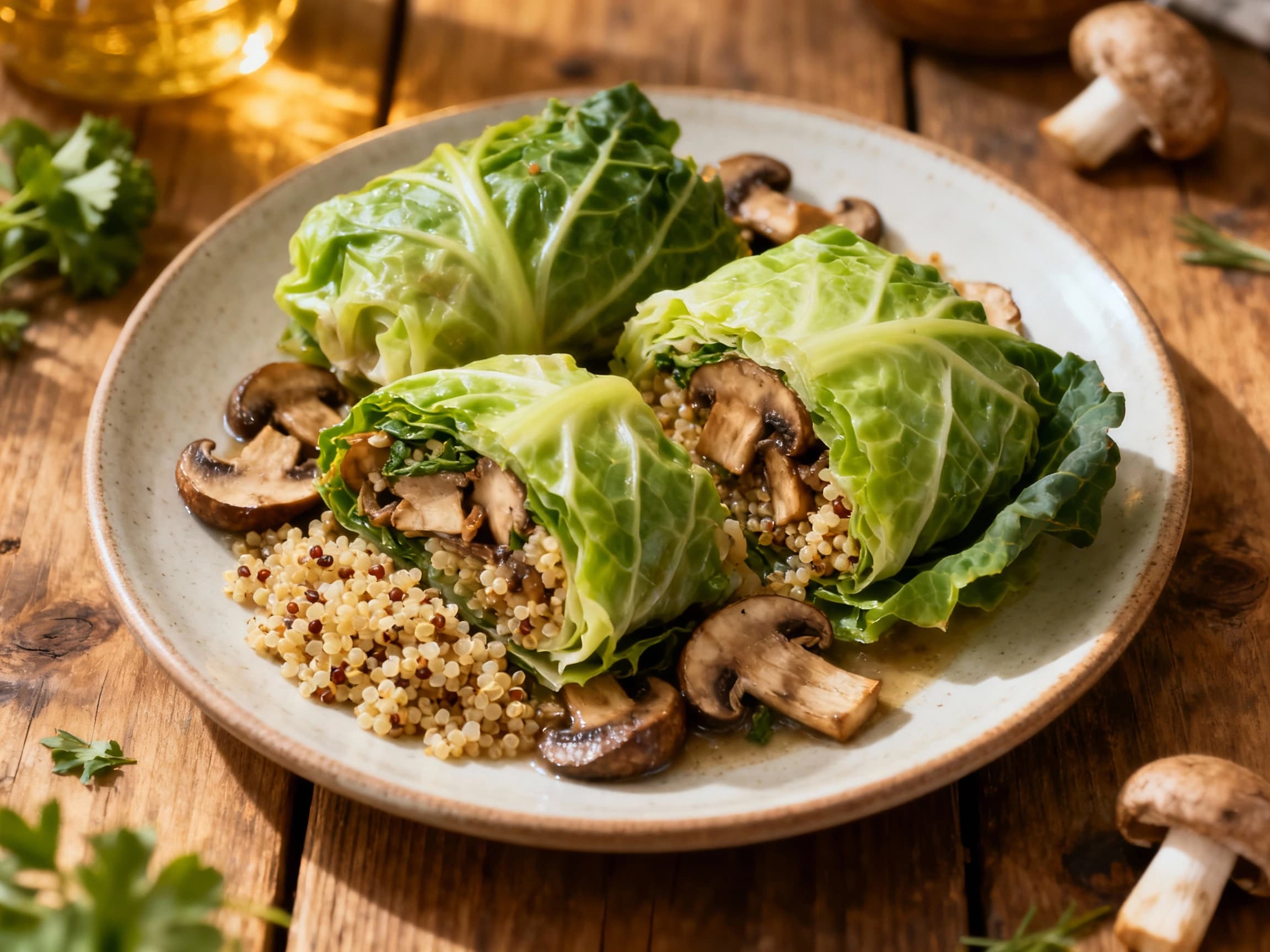 Light Vegetarian Chou Farci with Mushrooms and Quinoa