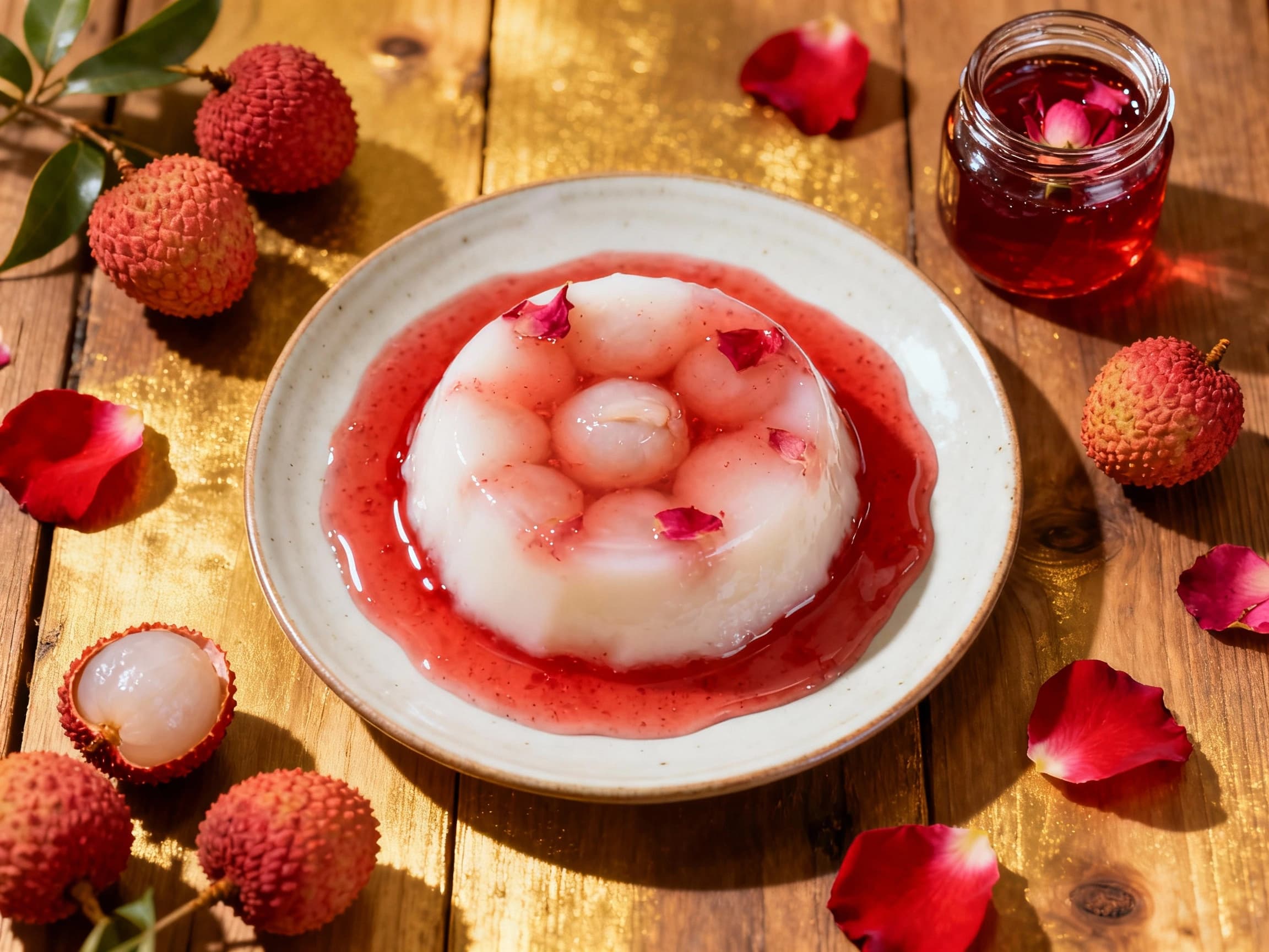 Lychee Bai Zao with Rose Syrup