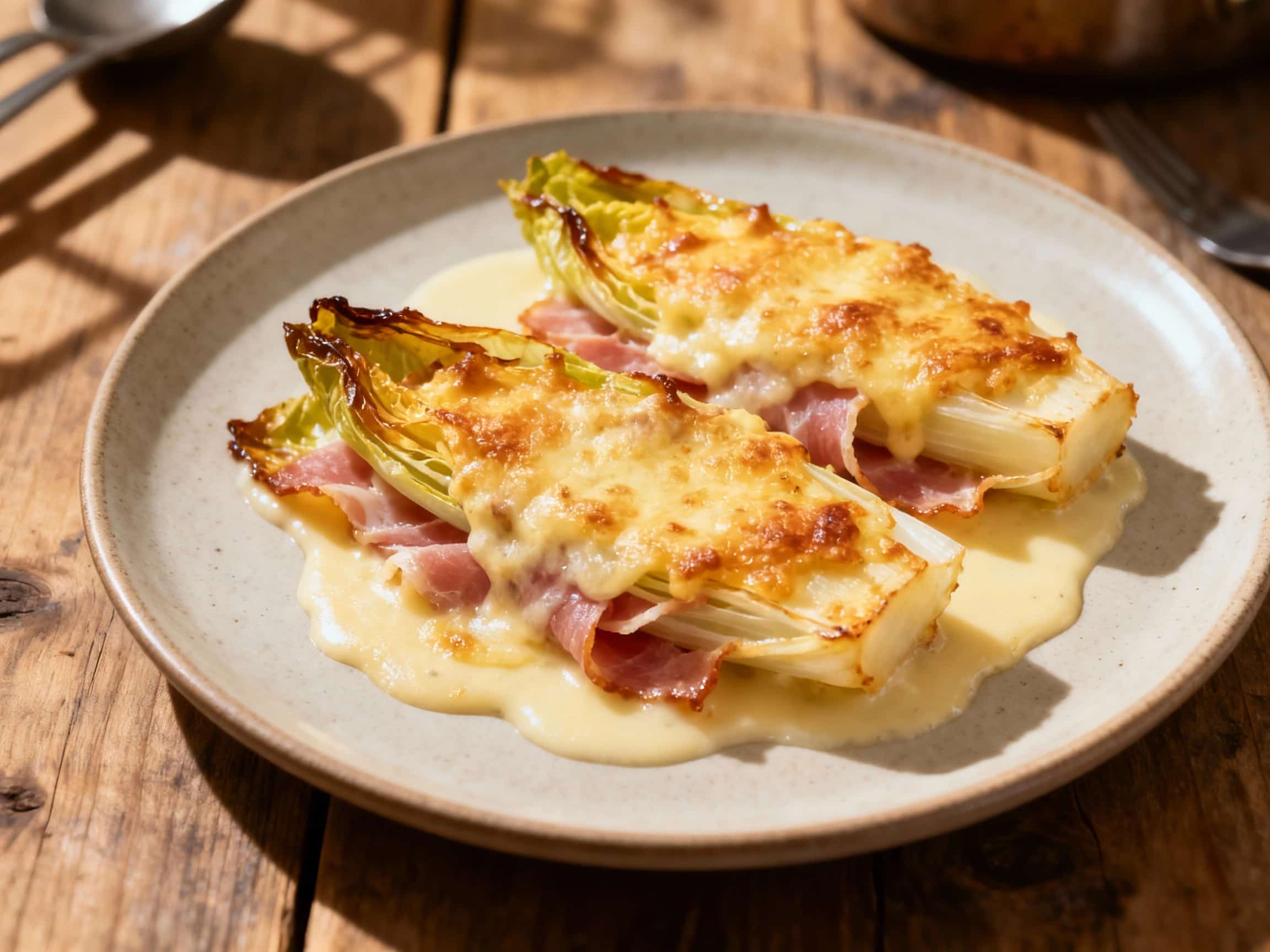 Modern Endives au Jambon Gratin with Smoked Ham