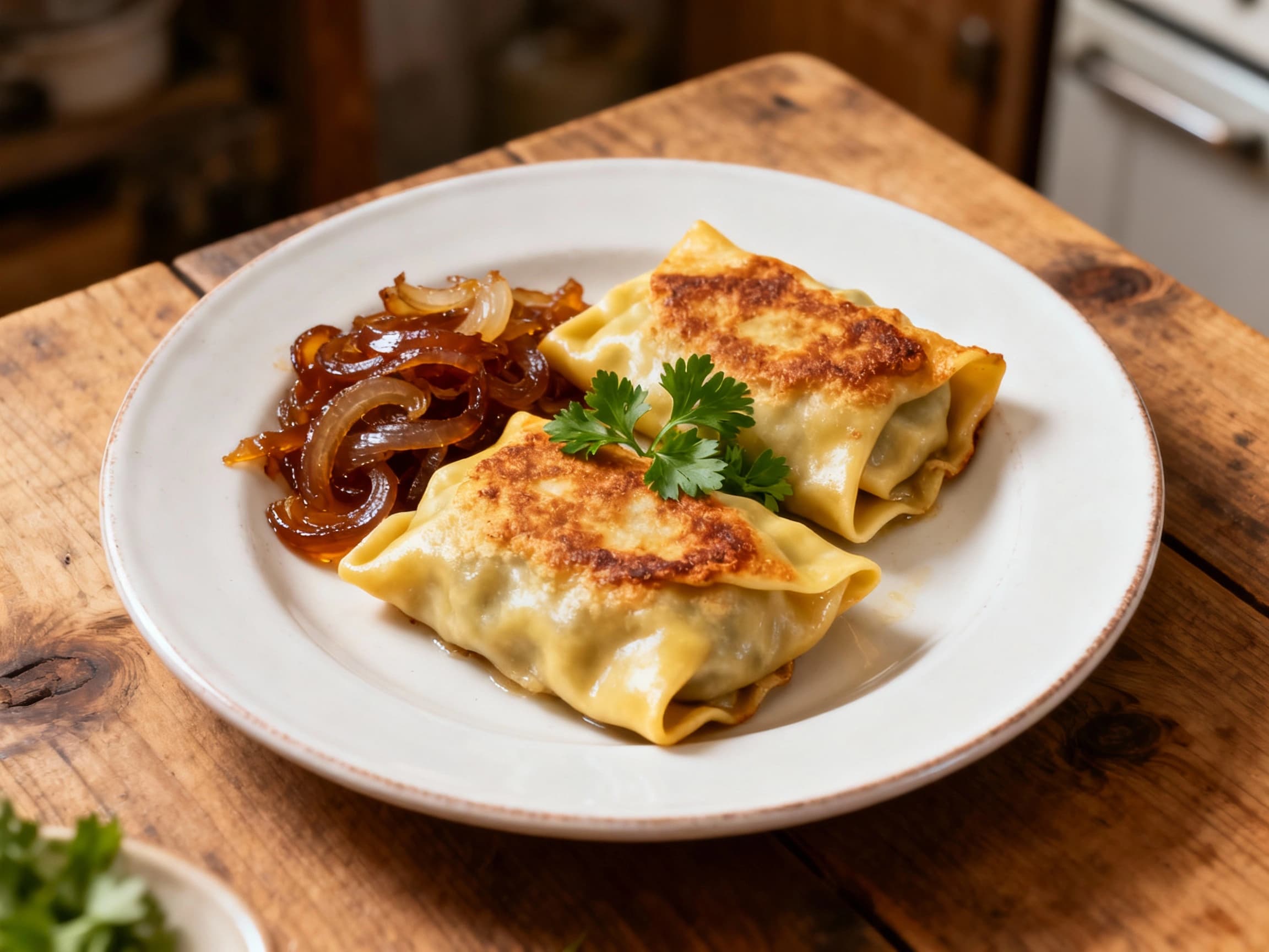 Pan-Fried Maultaschen with Caramelized Onions