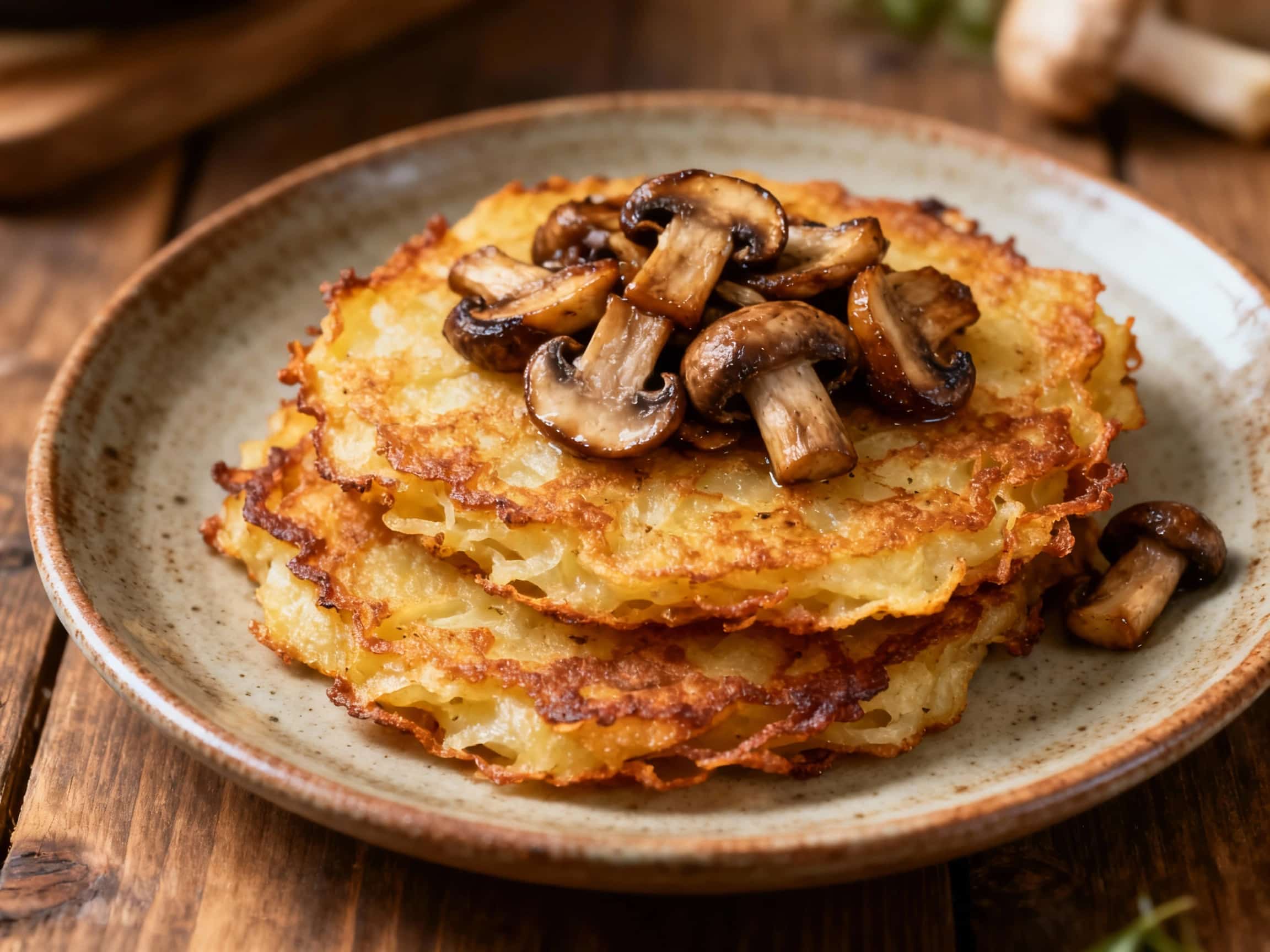 Potato Pancakes with Pan-Fried Mushrooms