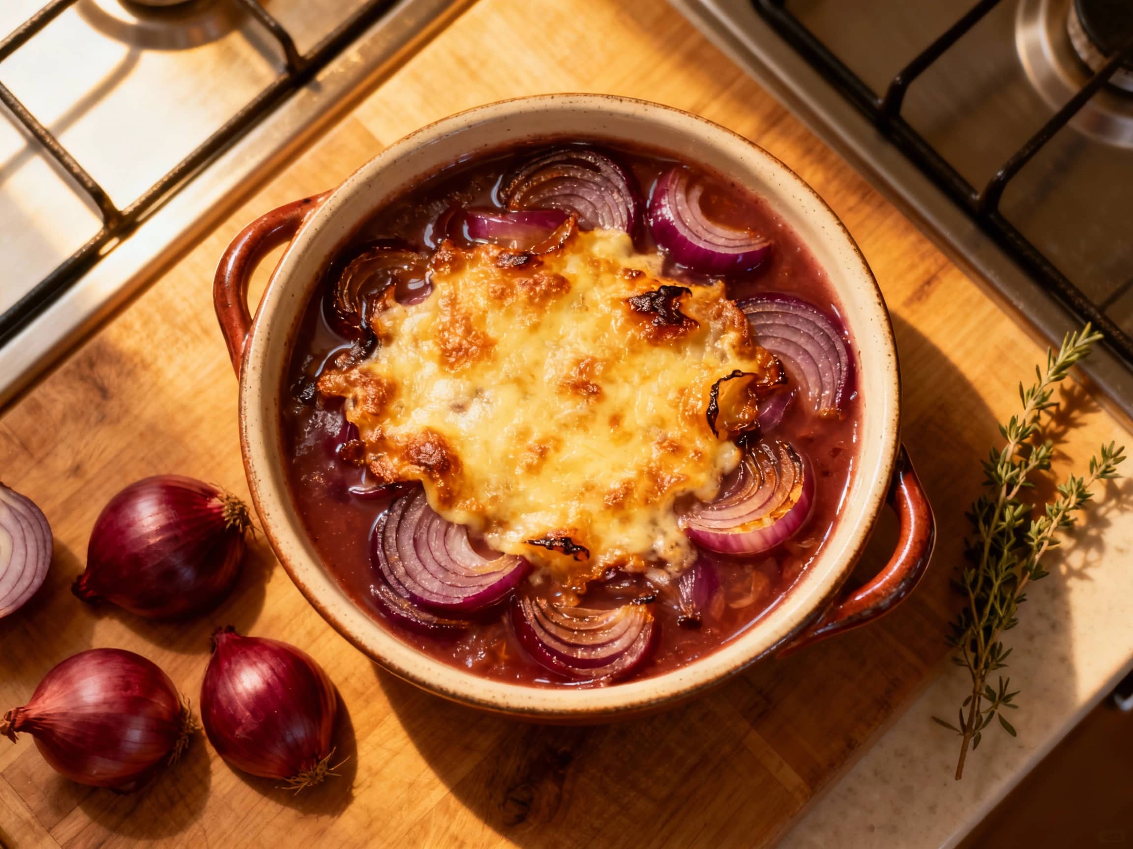 Quick Red Onion Soup Gratinée - Image 1