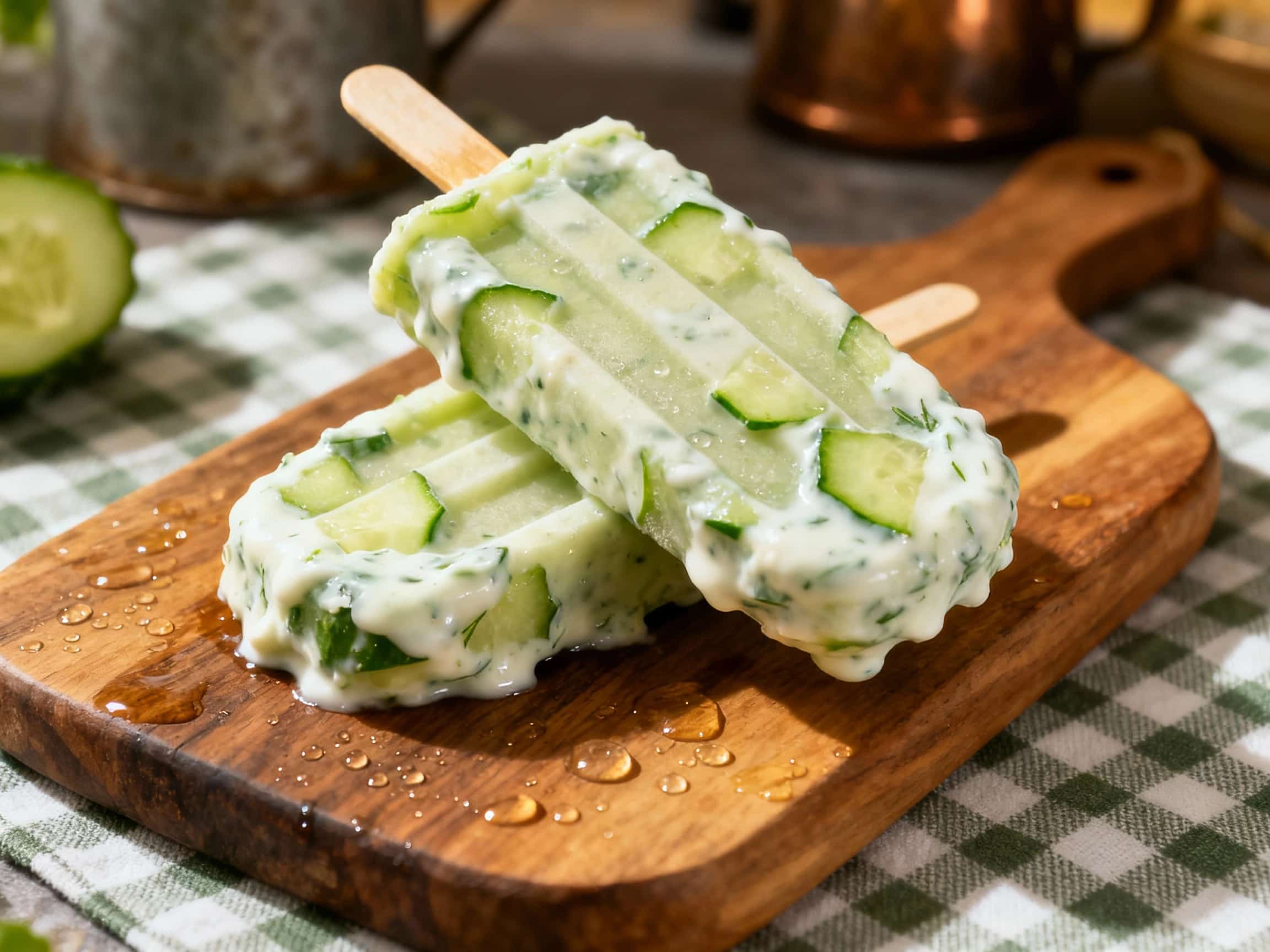 Refreshing Tzatziki Cucumber Popsicles