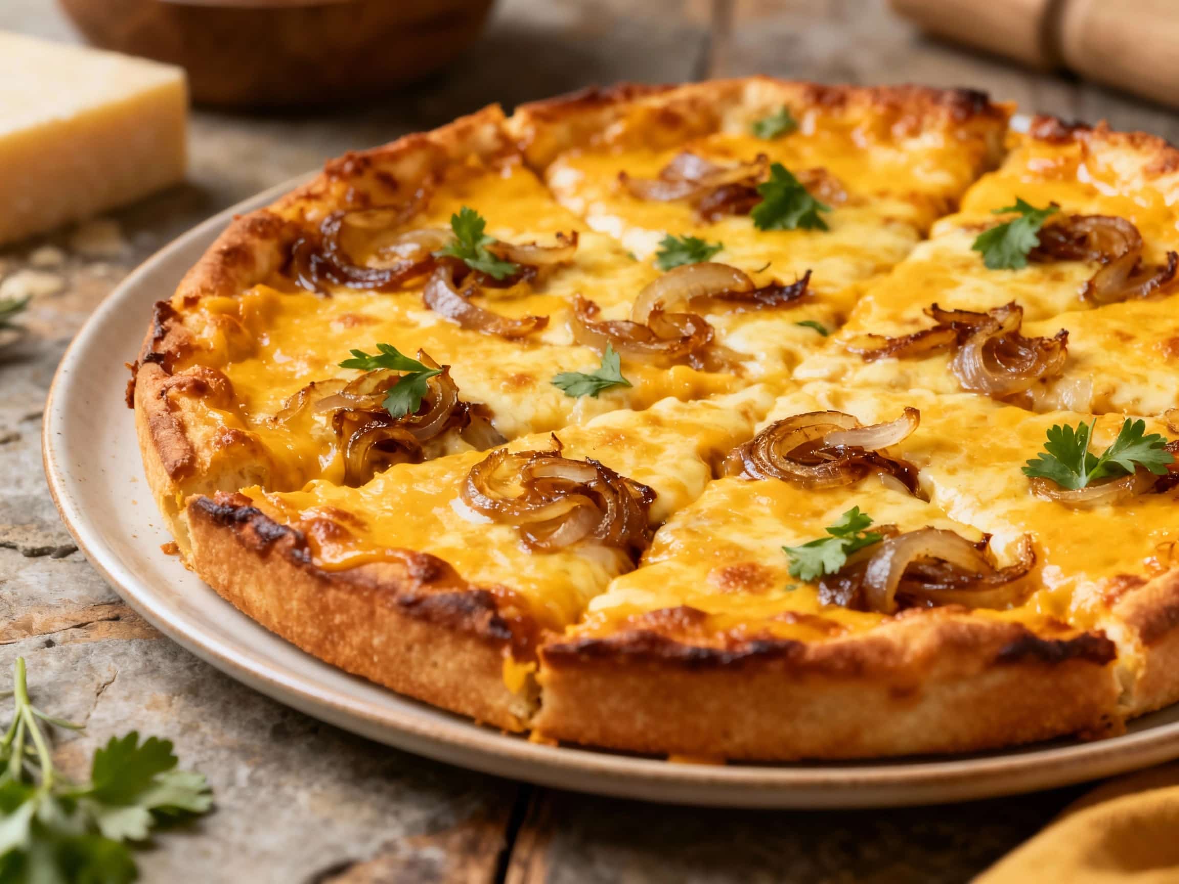 Smoked Gouda & Caramelized Onion Detroit Pan Pizza
