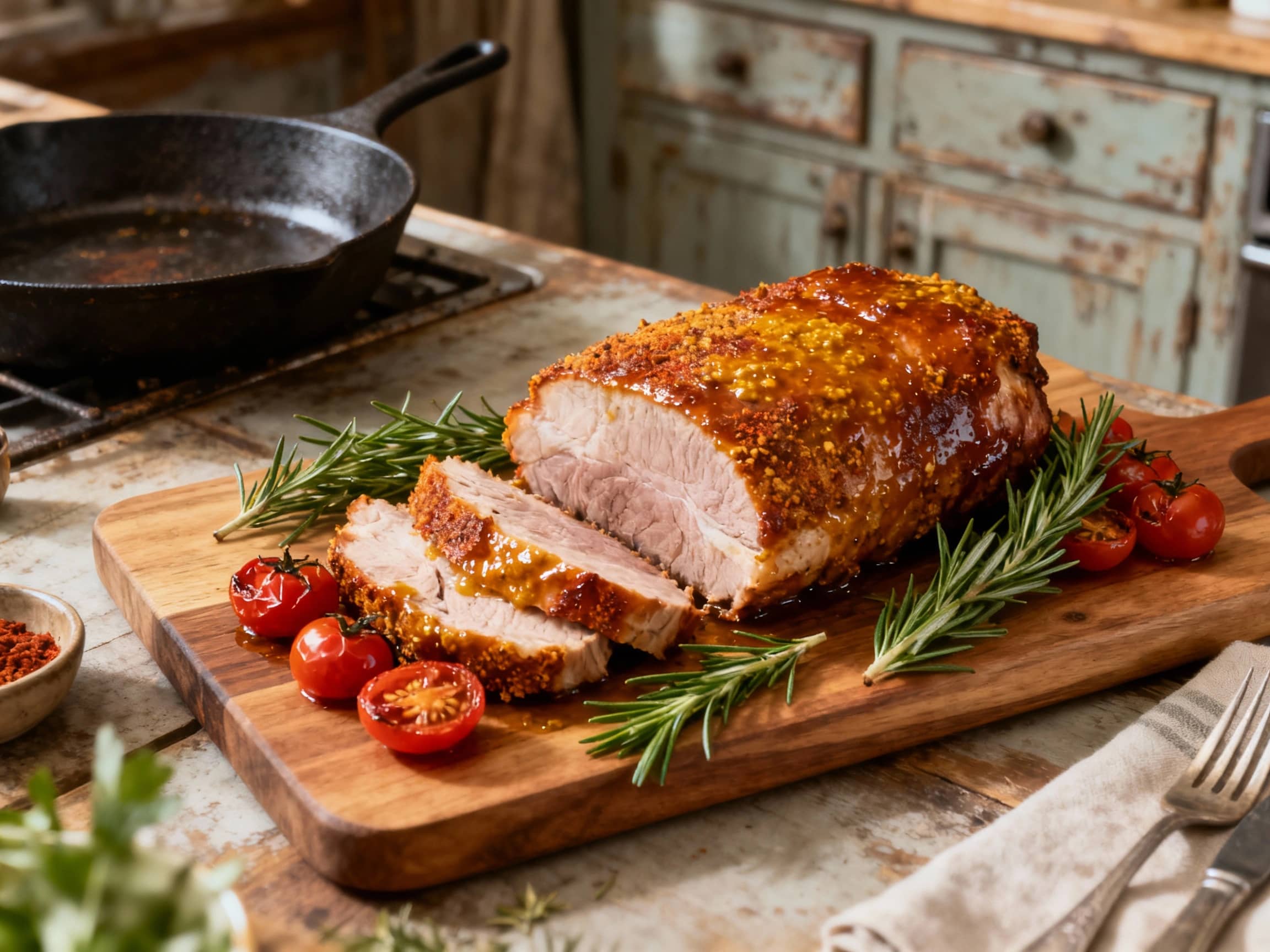 Smoked Paprika Mustard Crusted Pork Loin Roast - Image 1
