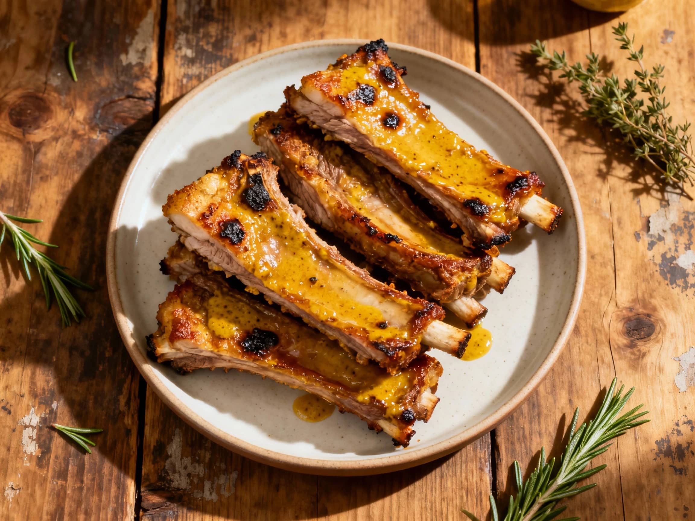 Smoky Mustard-Glazed Lamb Ribs - Image 1