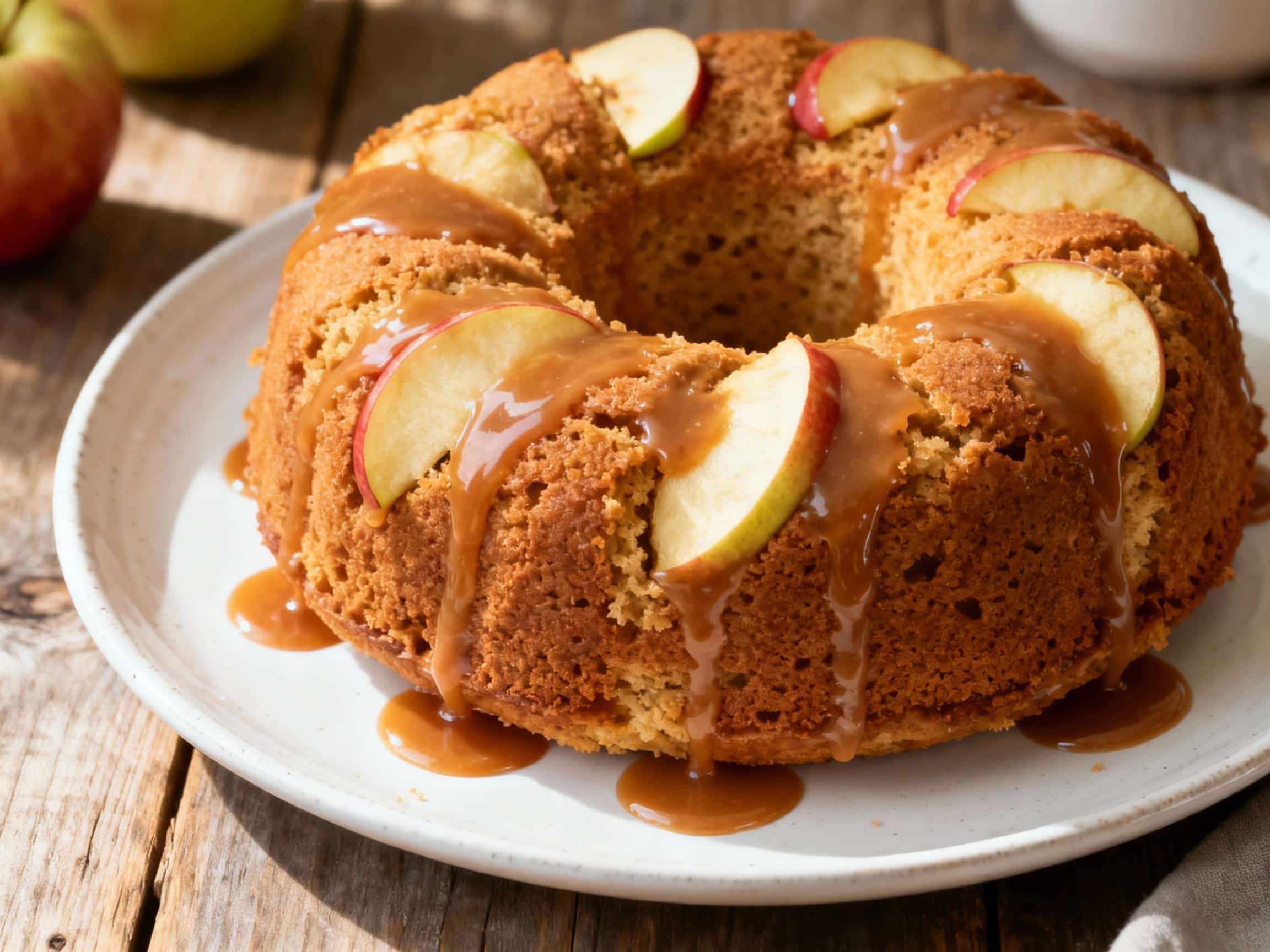 Spiced Apple Bundt Cake with Caramel Glaze