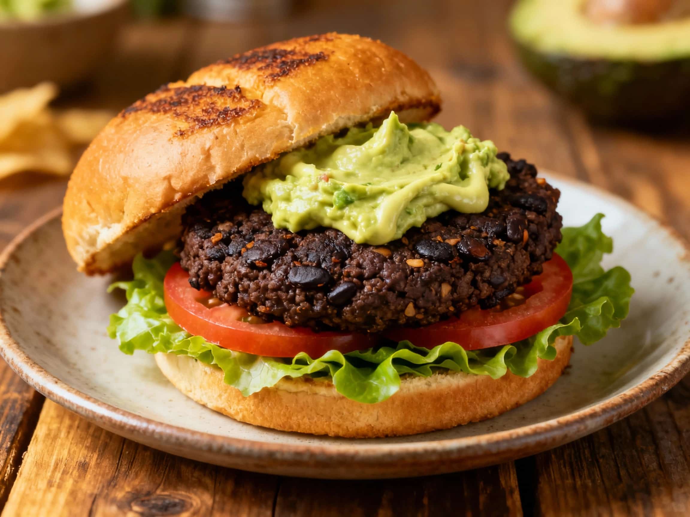 Spicy Black Bean Burgers with Avocado Crema