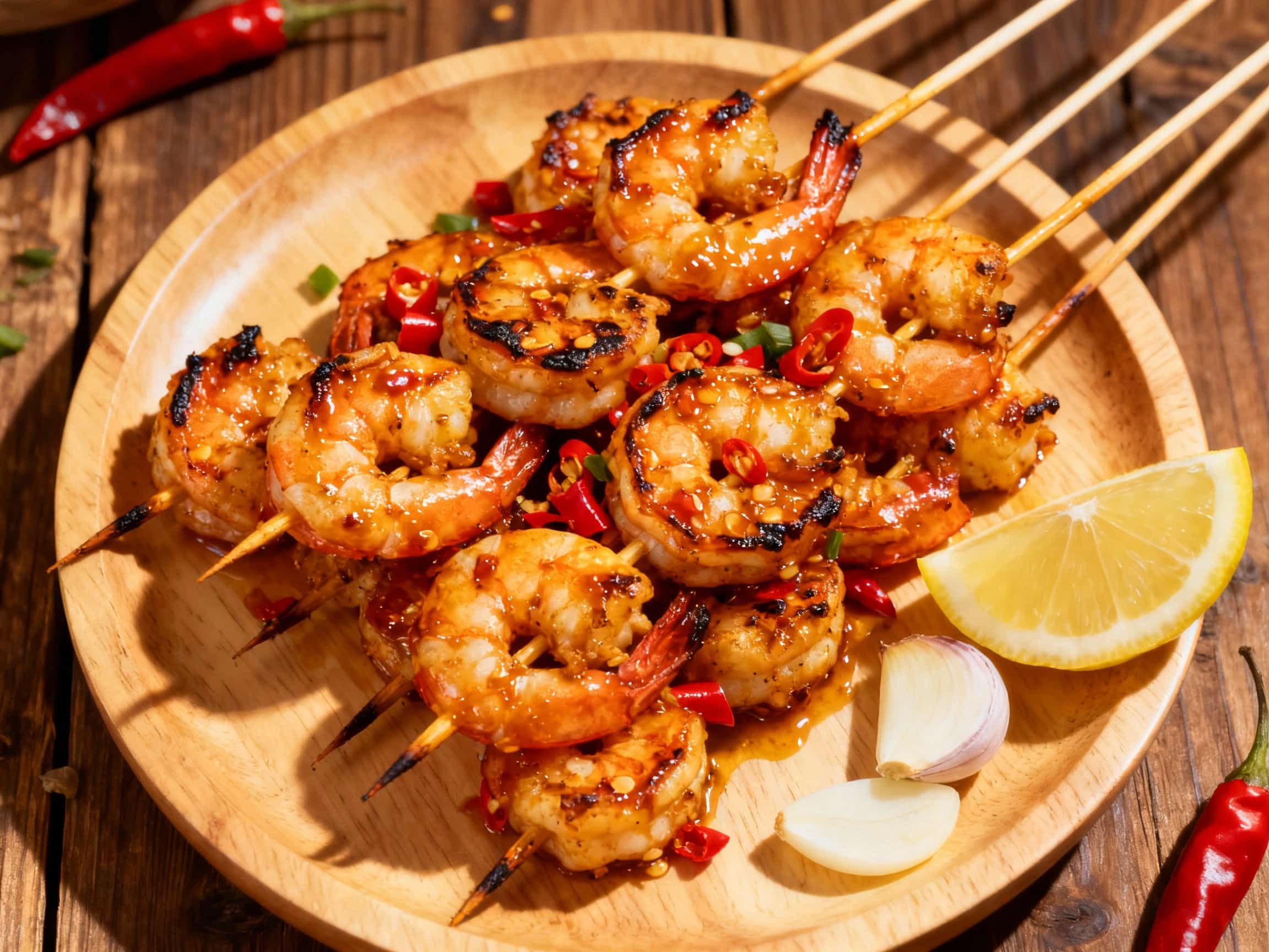 Spicy Chili Garlic Shrimp Skewers