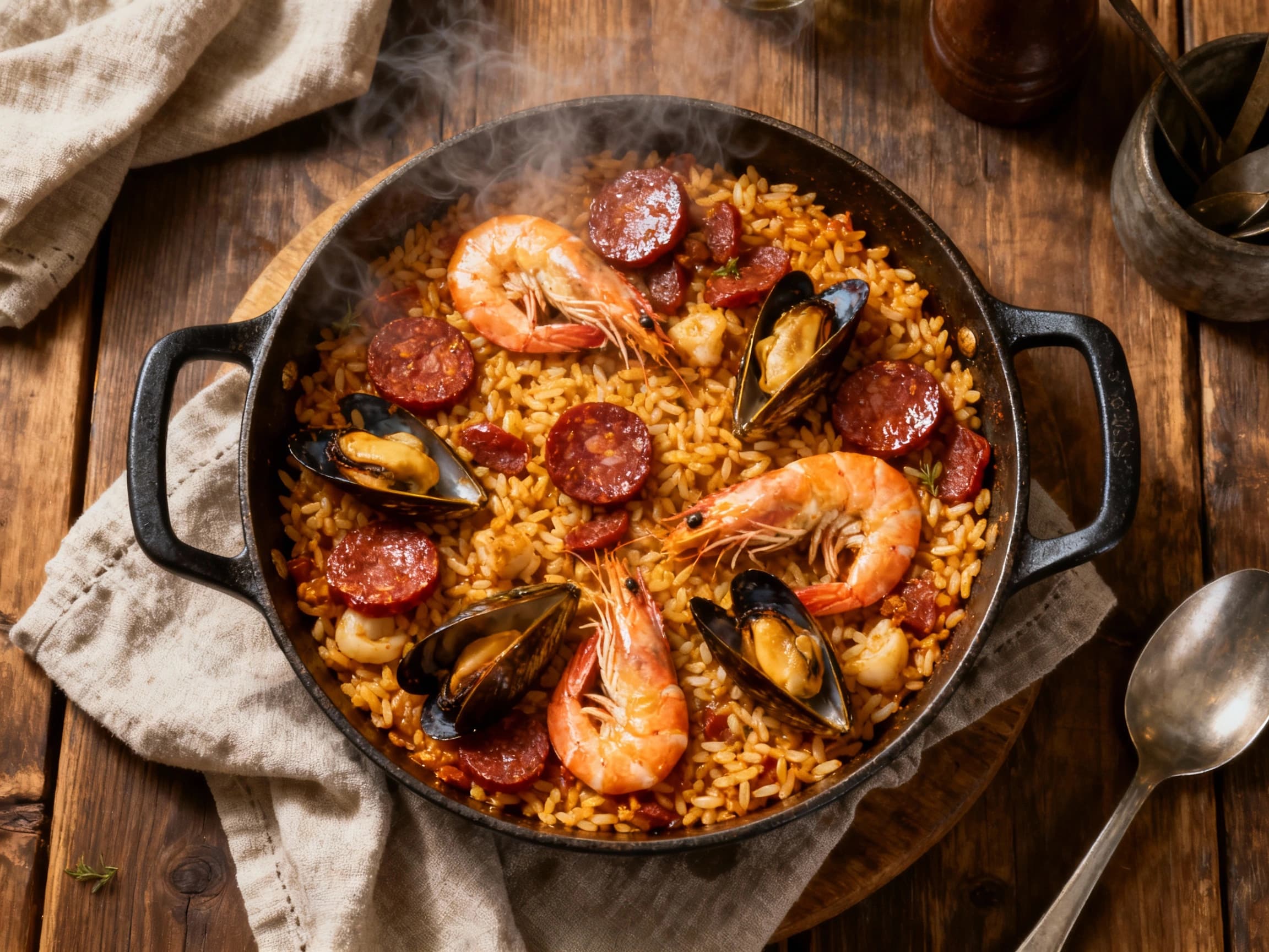 Spicy Chorizo and Seafood One-Pot Rice