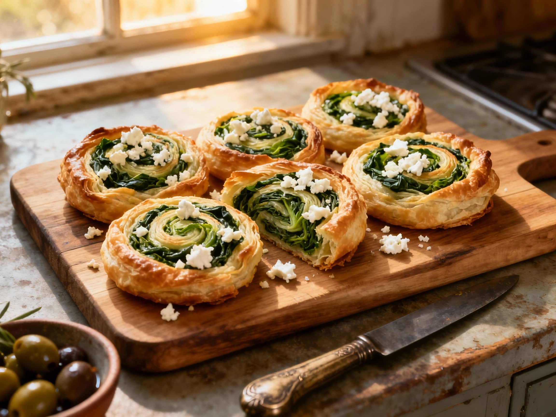 Spinach and Feta Puff Pastry Pinwheels - Image 1