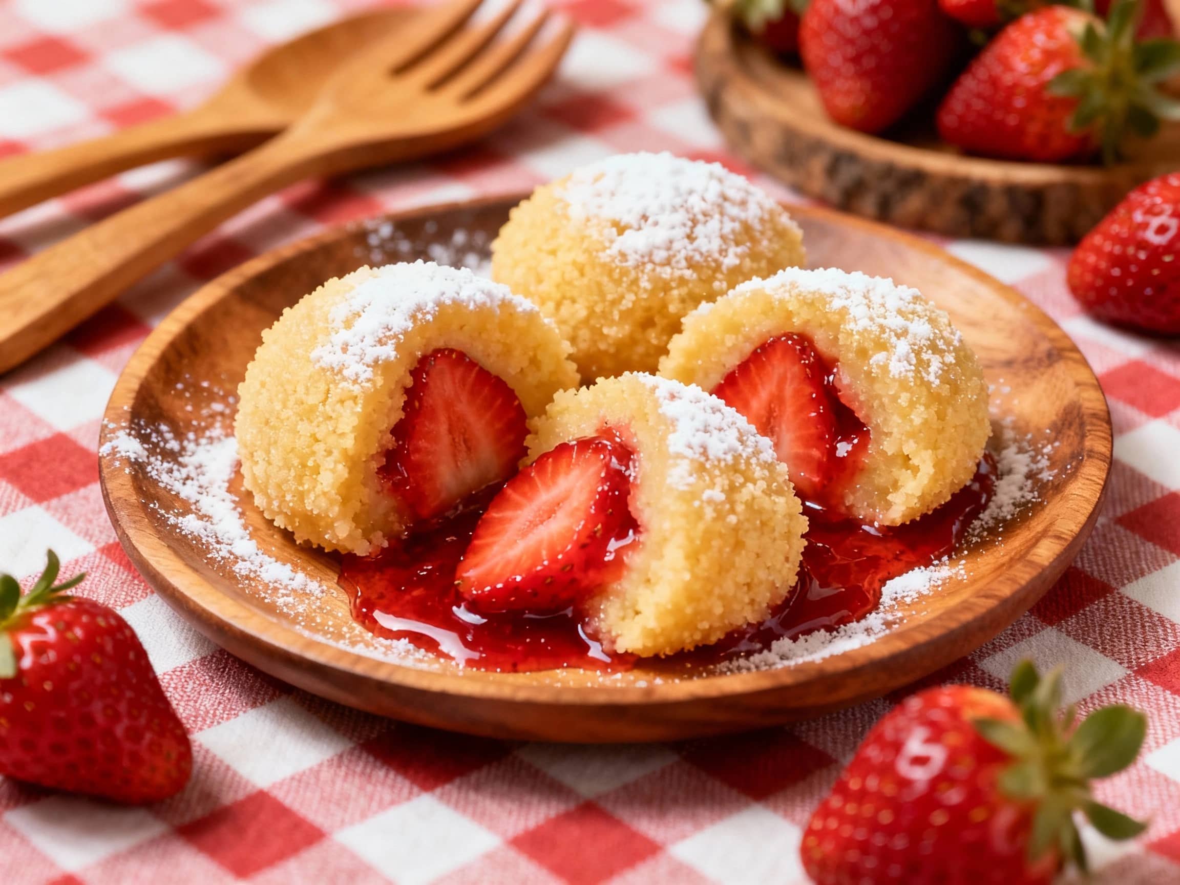 Strawberry Dumplings (Semolina Batter) - Image 1