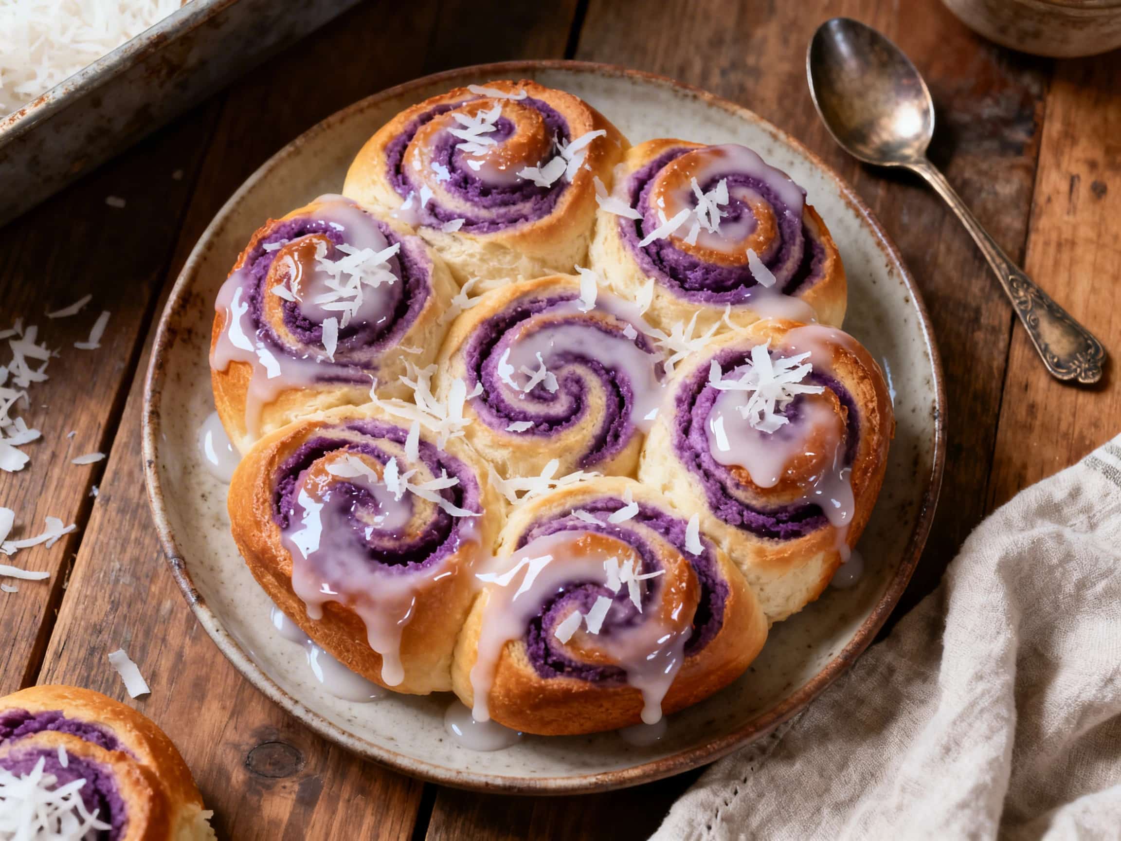 Ube Swirl Sweet Rolls with Coconut Glaze