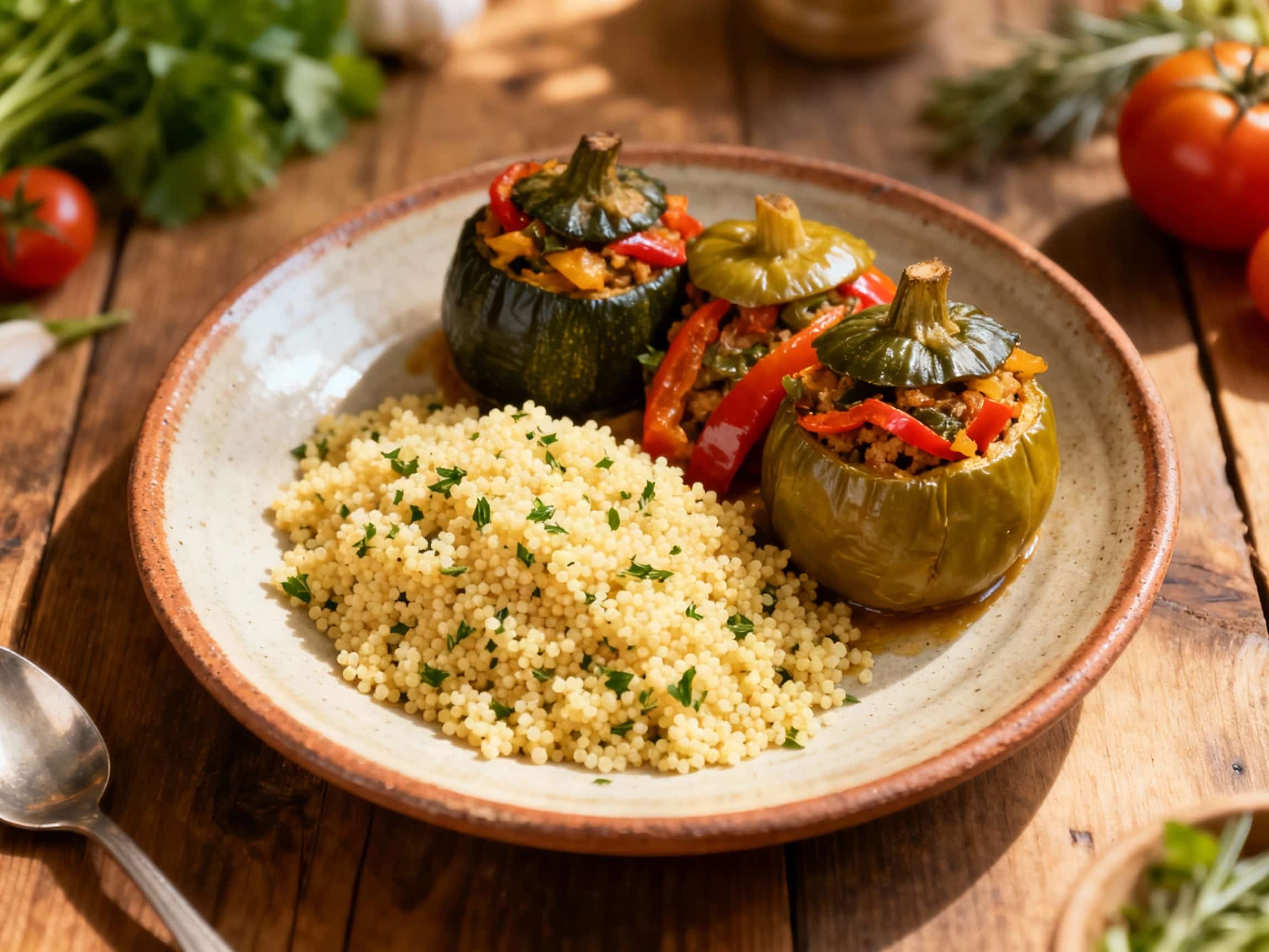Vegetarian Gemista with Herbed Couscous