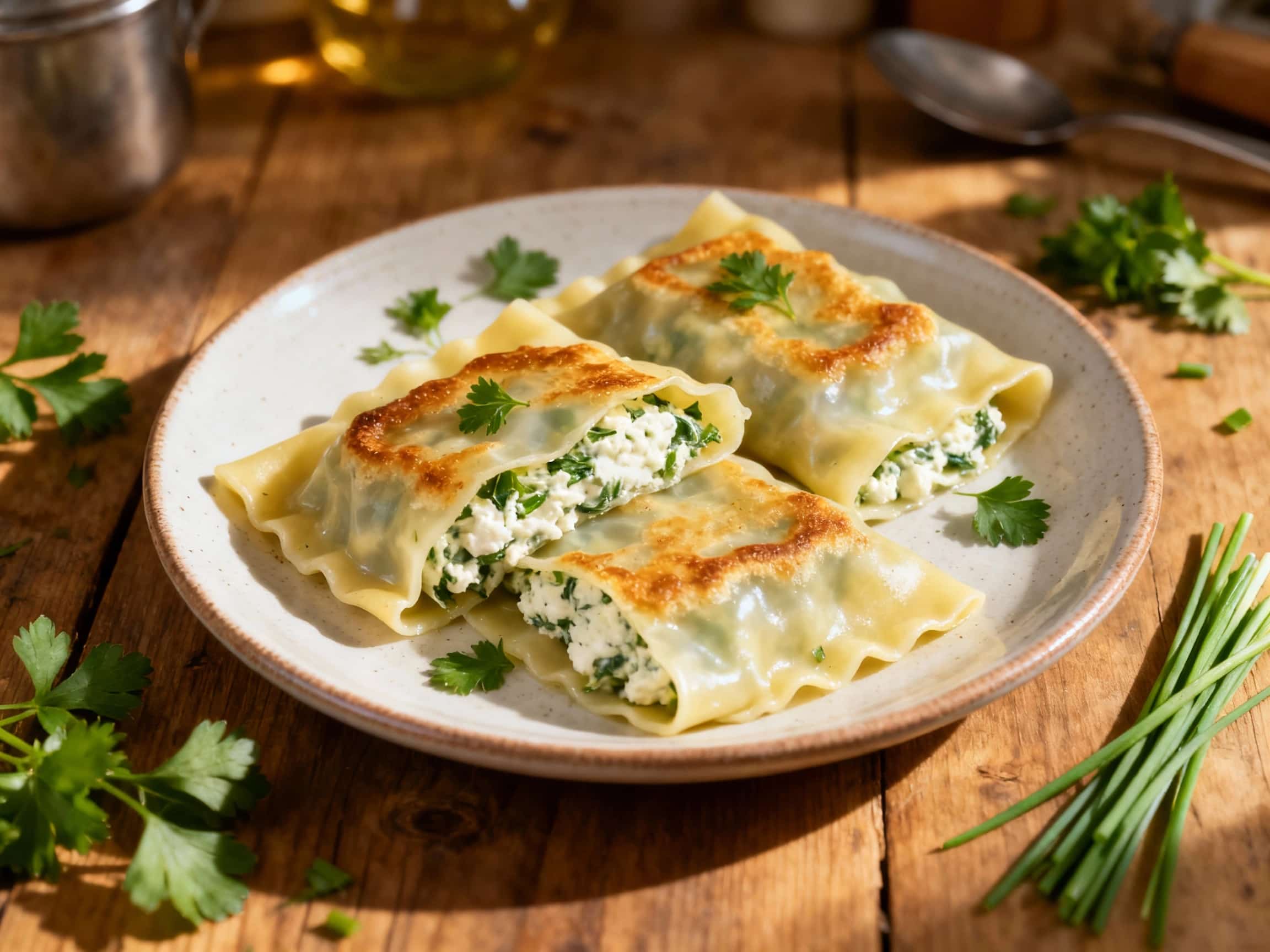 Vegetarian Maultaschen with Herb and Ricotta Filling