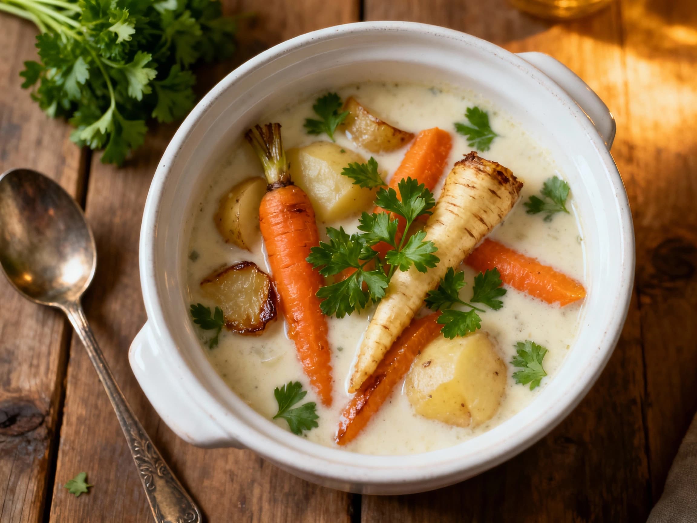 Vegetarian Waterzooi with Root Vegetables and Parsley