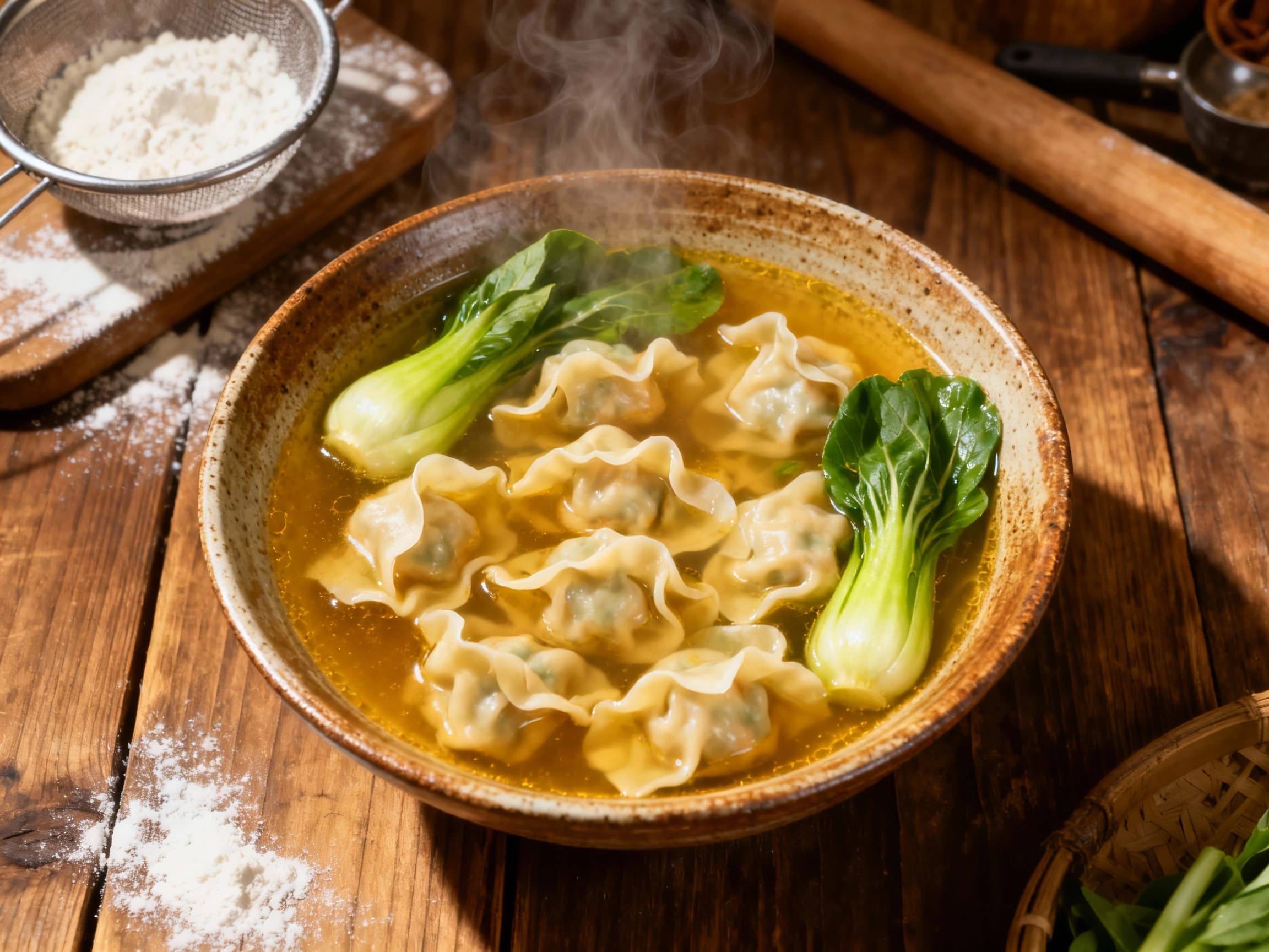 Vegetarian Wonton Soup with Bok Choy