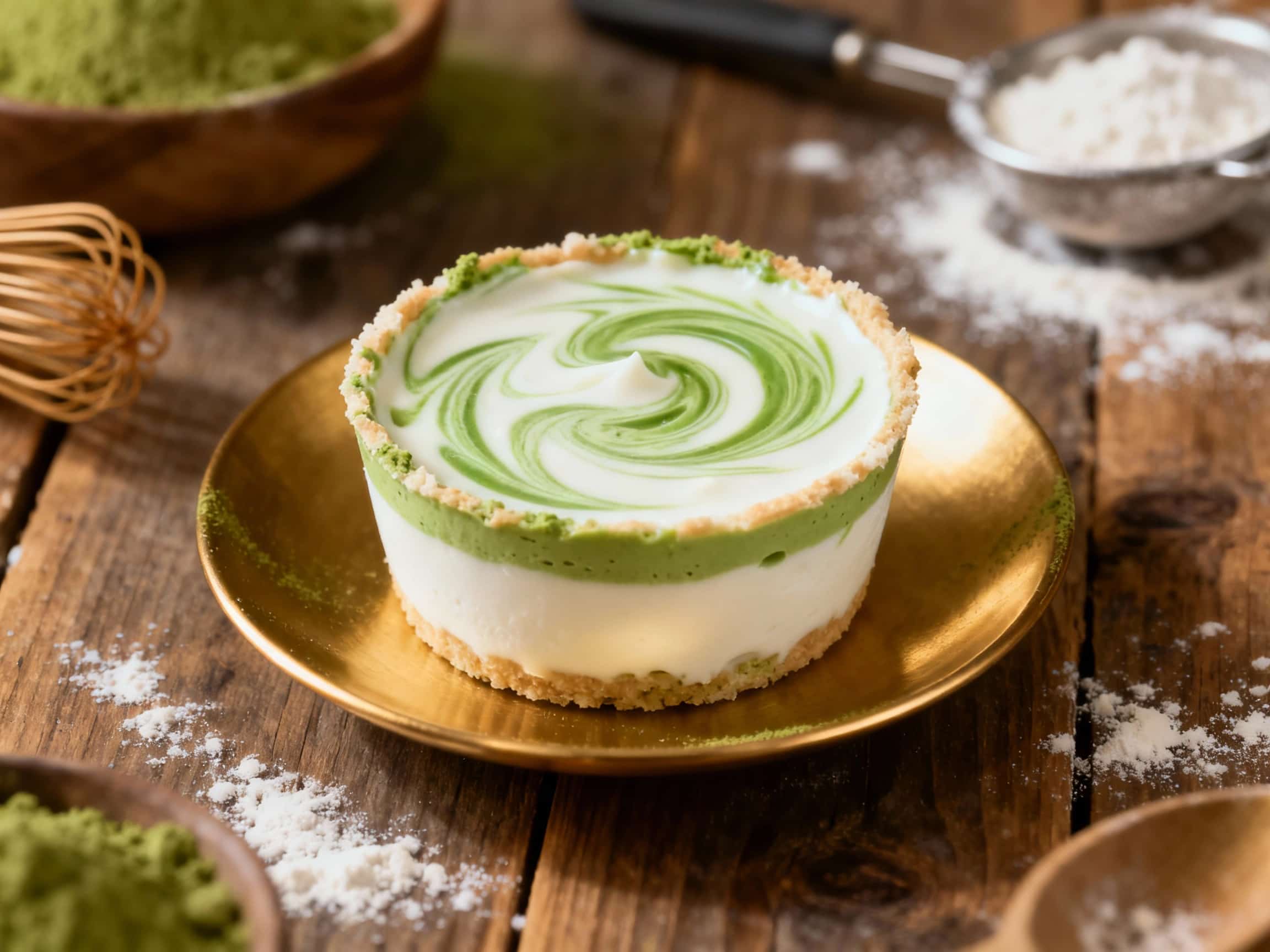 White Chocolate Matcha Mousse Cups