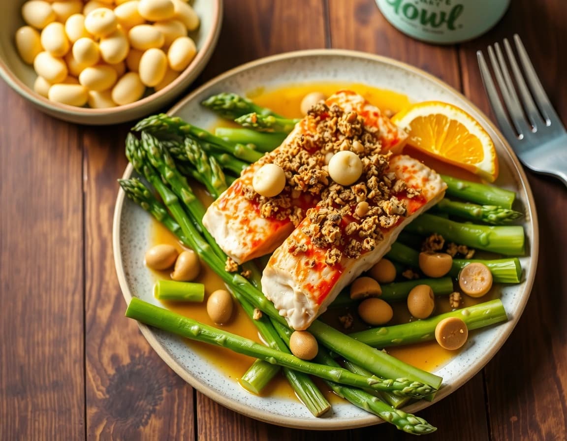 California Farm Asparagus Salmon Crumble in Orange Butter - Image 1