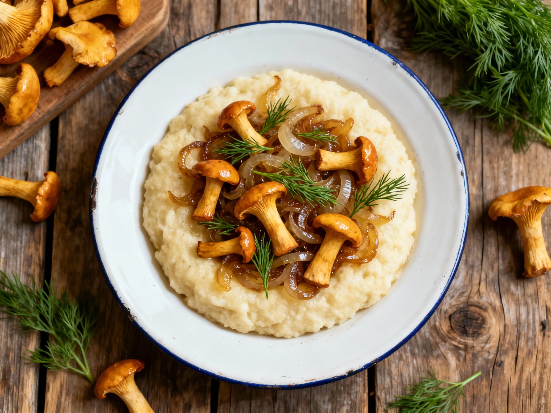 Chanterelle Banush with Caramelized Onions and Dill - Image 1