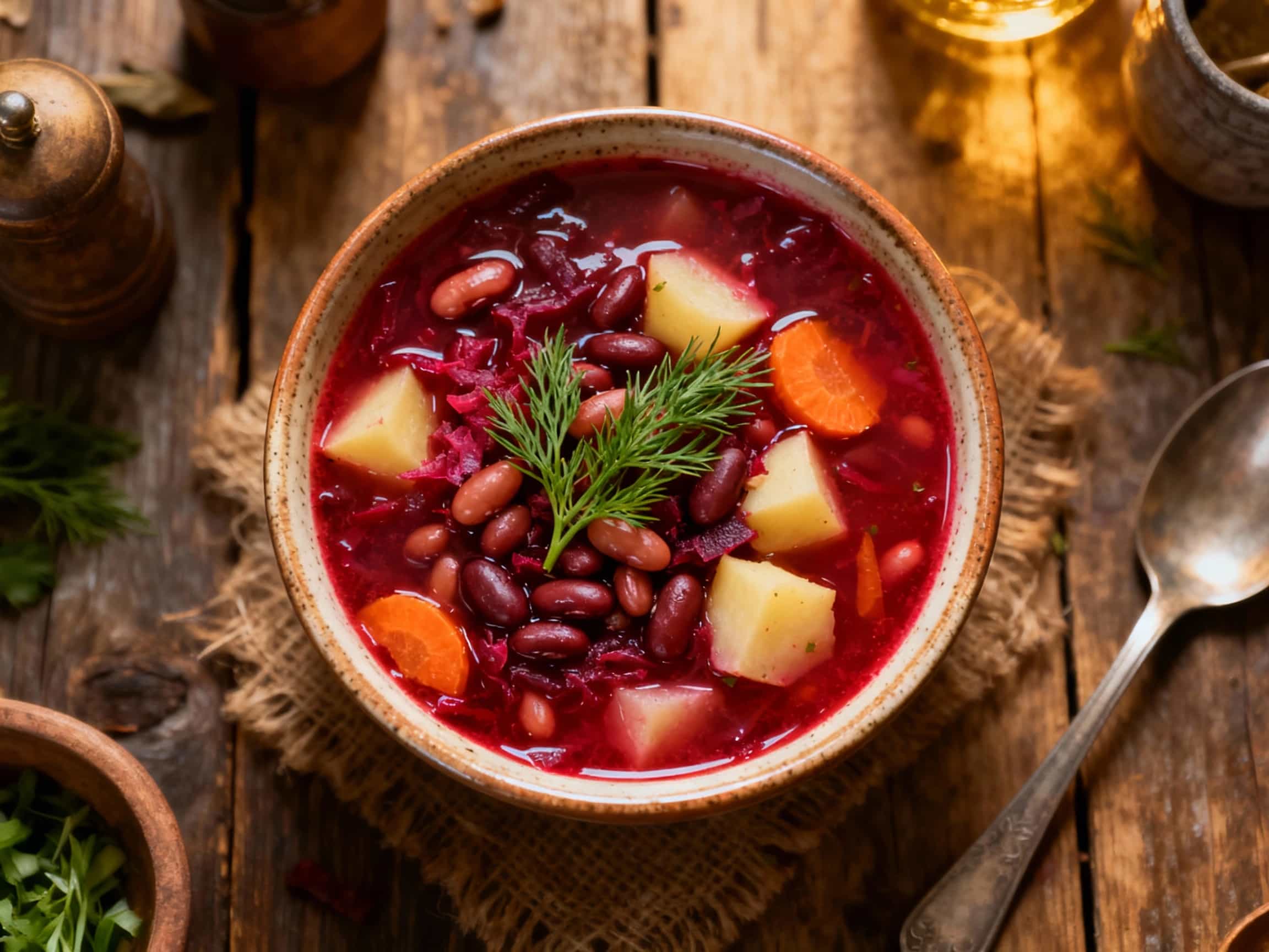 Quick Vegetarian Borscht with Beans - Image 1
