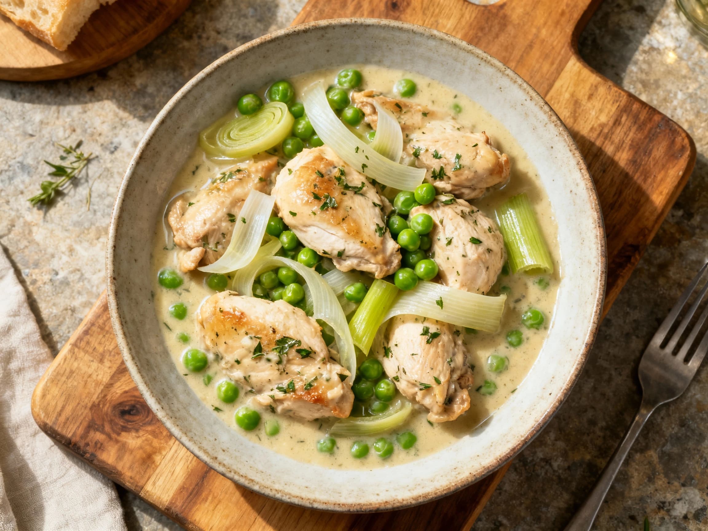 Herbed Chicken Blanquette with Leeks and Peas - Image 1
