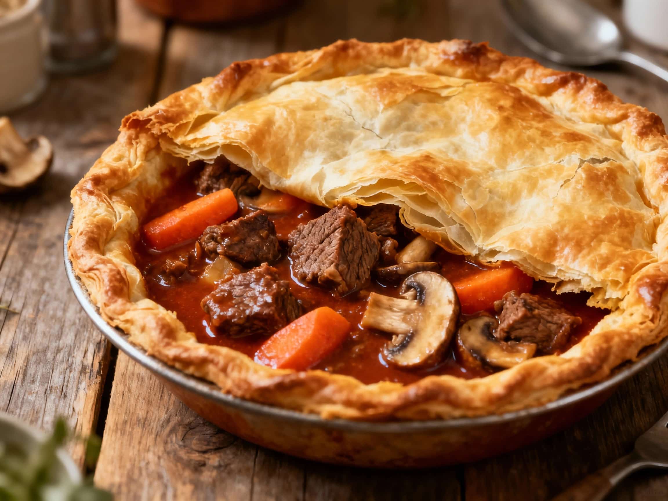Beef Bourguignon Pot Pies with Flaky Crust