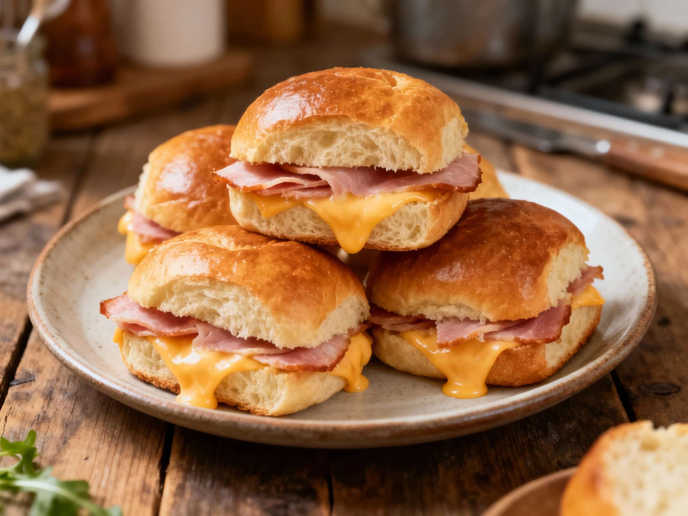 Savory Ham and Cheese Brioche Buns
