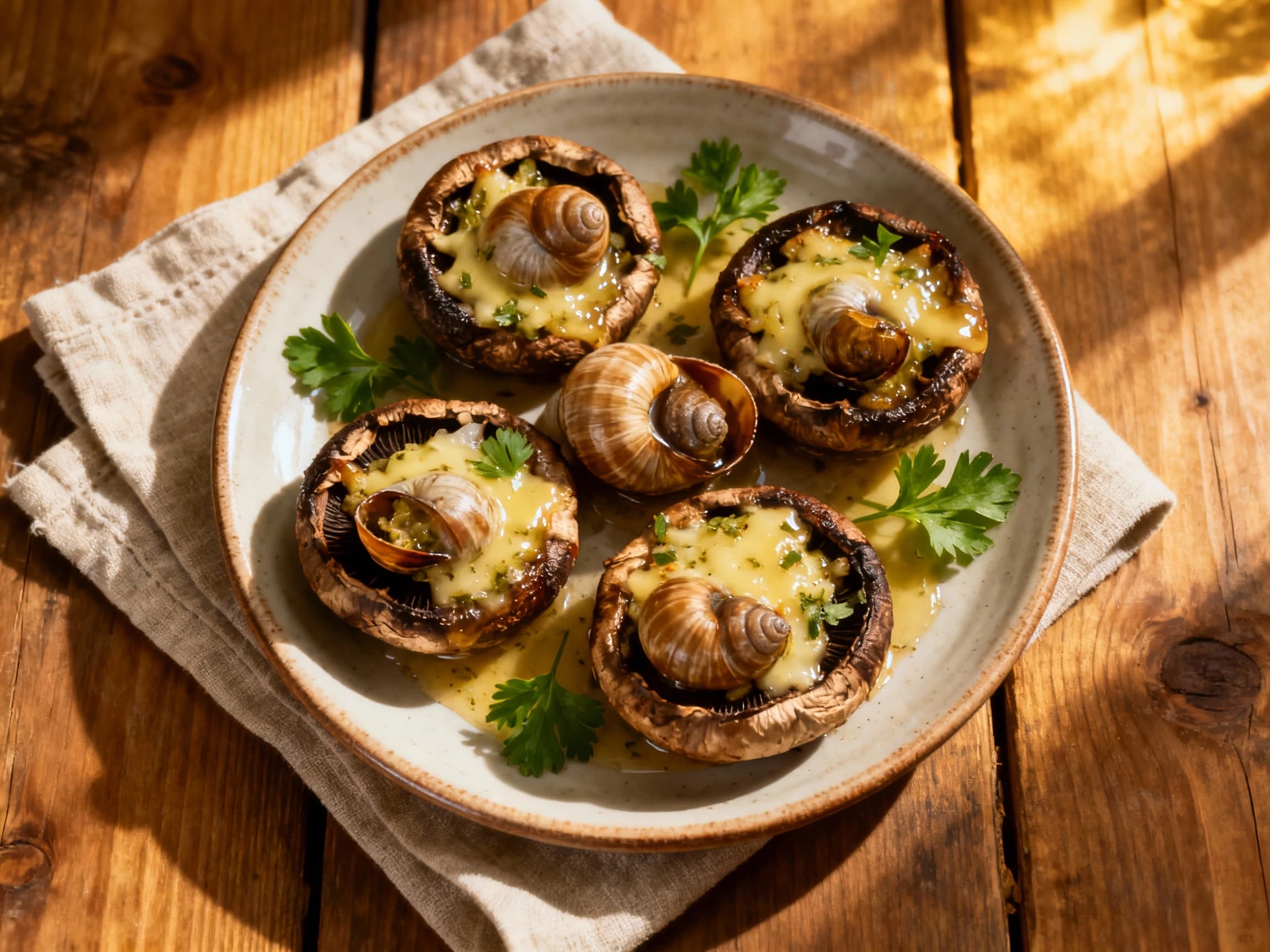 Escargot Garlic Butter Stuffed Portobello Caps - Image 1