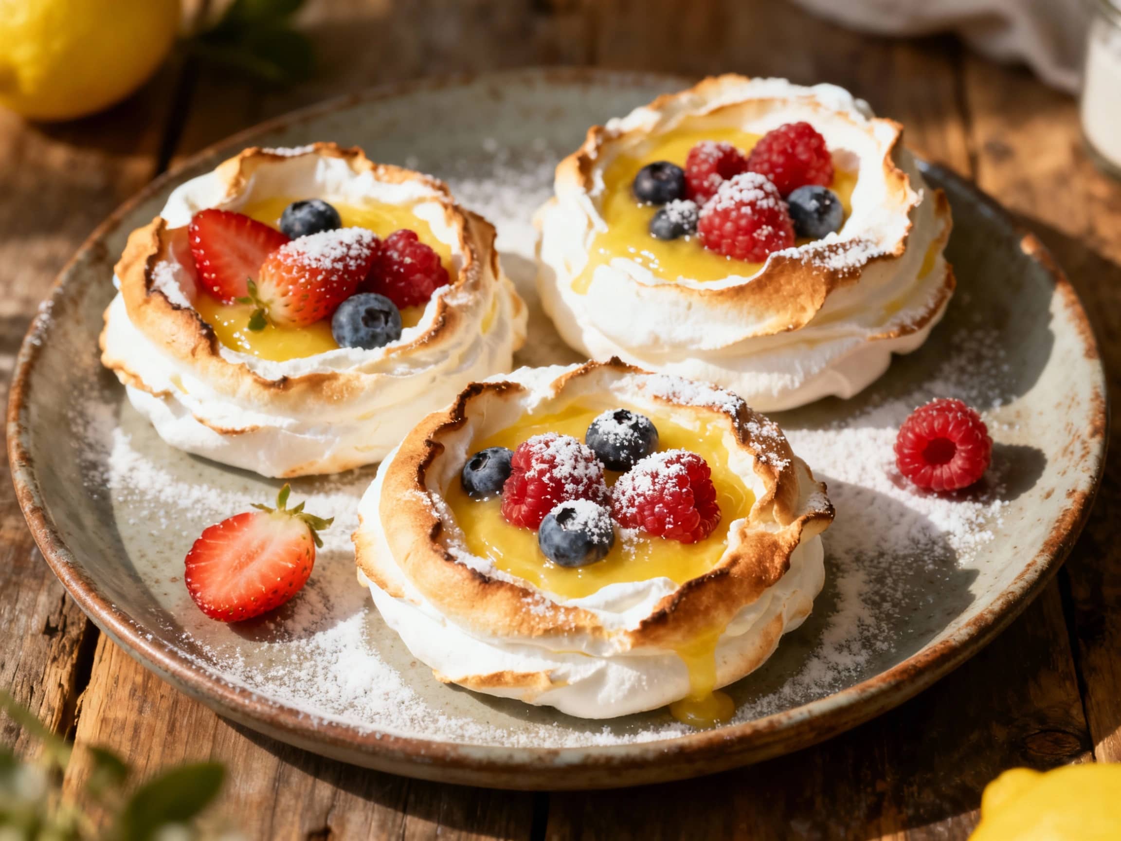 Lemon Berry Pavlova Nests