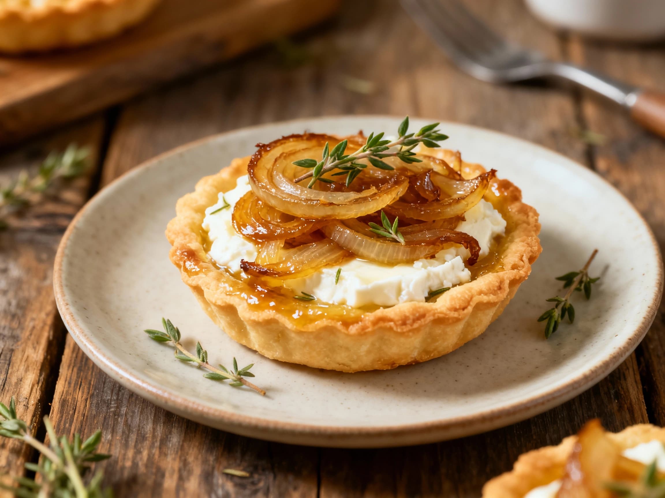 Caramelized Onion & Goat Cheese Tartlets with Thyme - Image 1