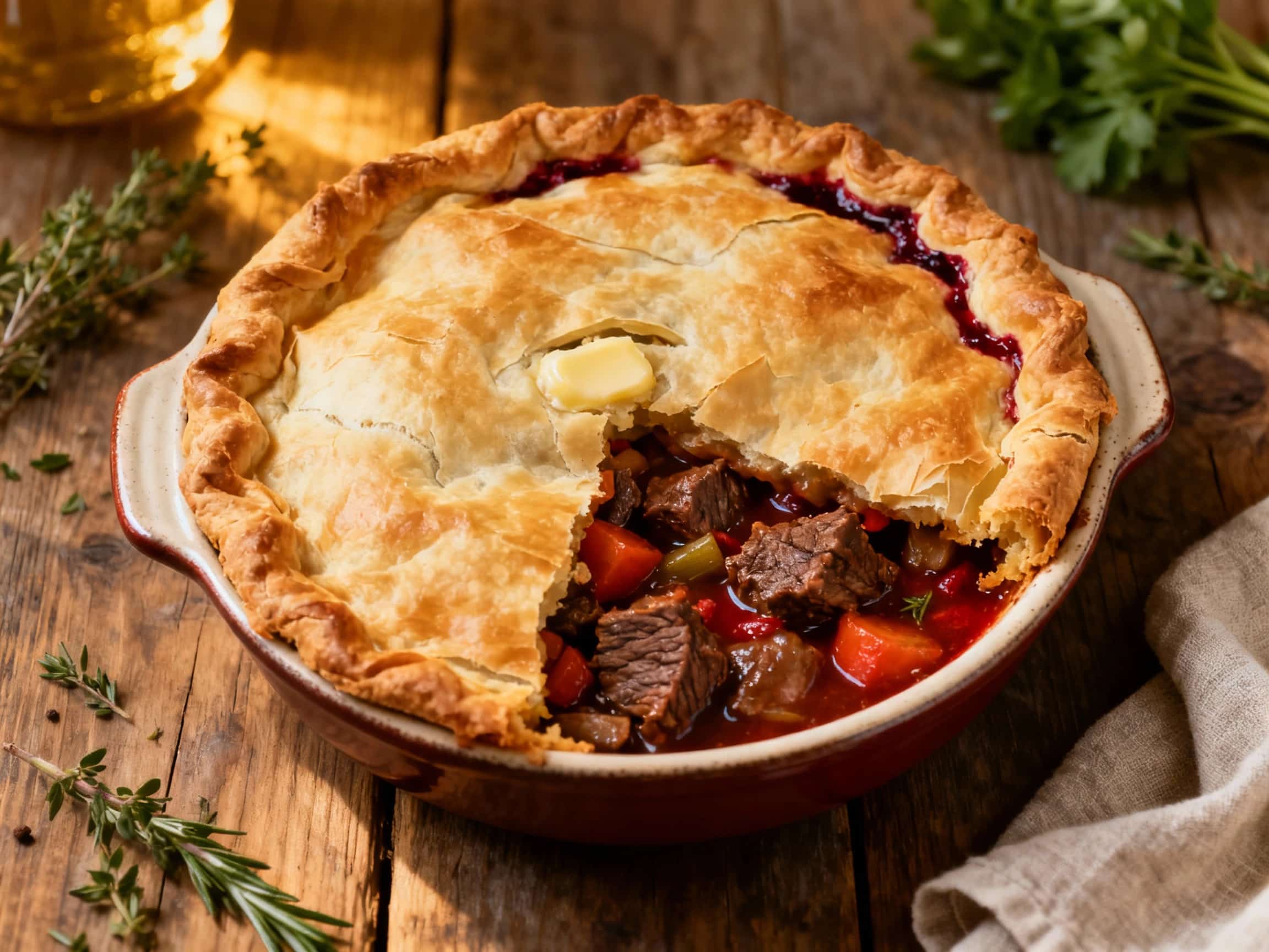 Slow-Cooked Beef Bourguignon Pot Pie