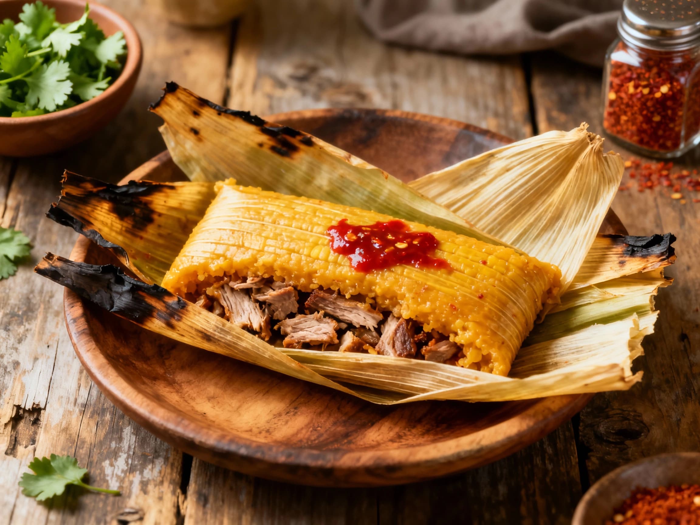 Spicy Pork Tamales in Banana Leaves - Image 3