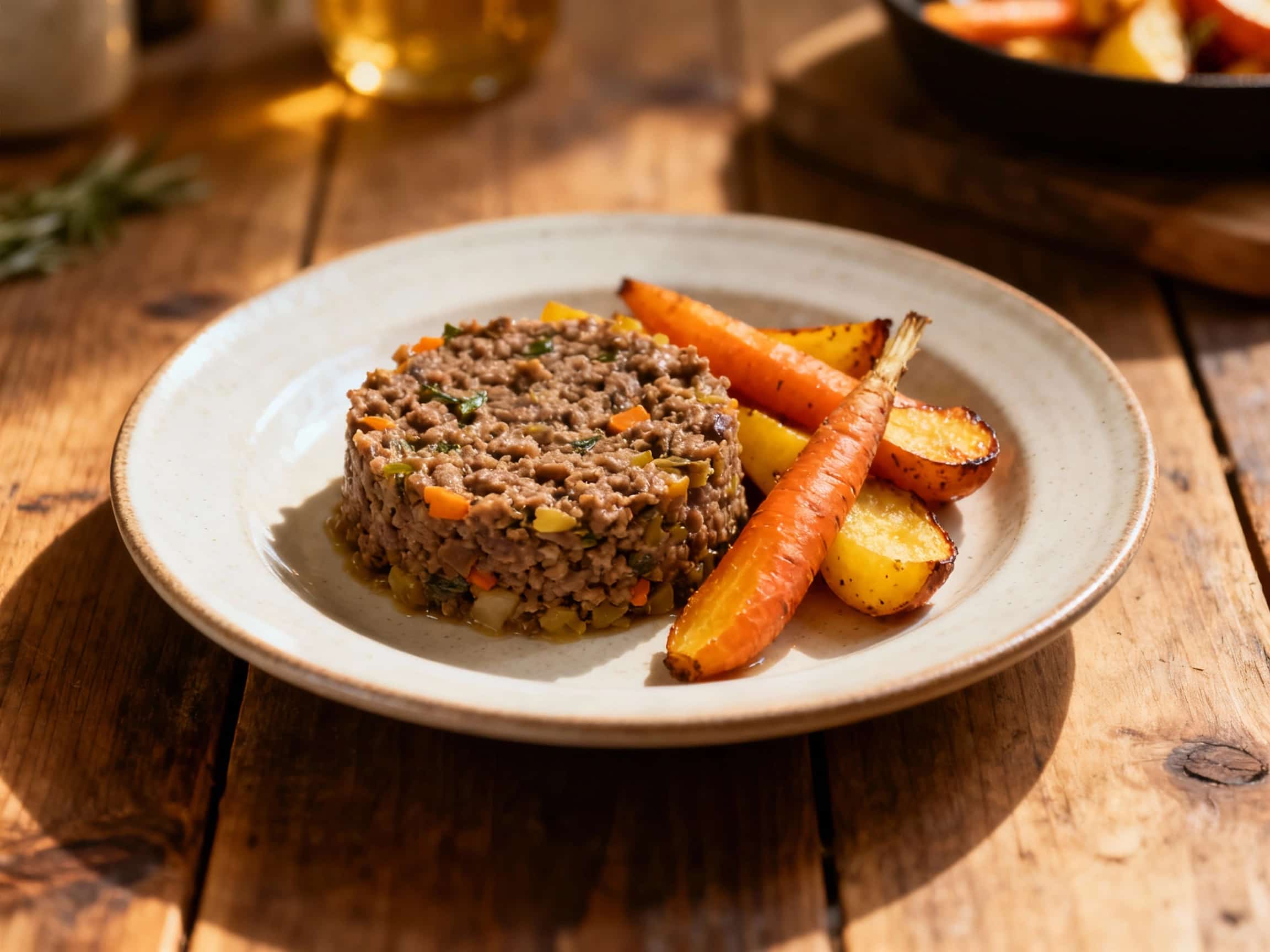 Vegetarian Haggis with Roasted Root Vegetables