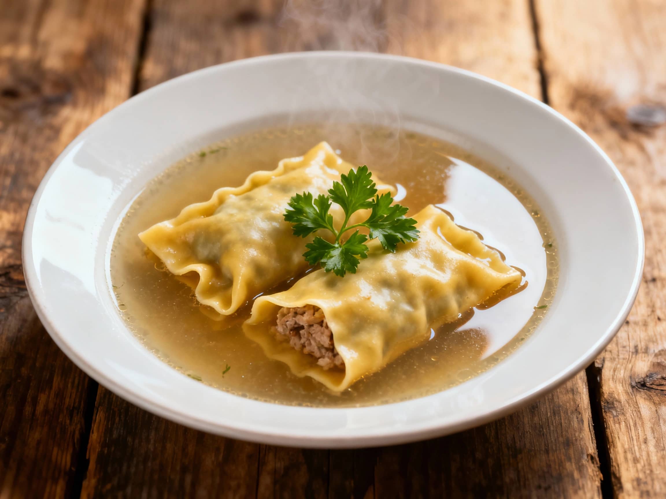 Swabian Maultaschen in Clear Broth