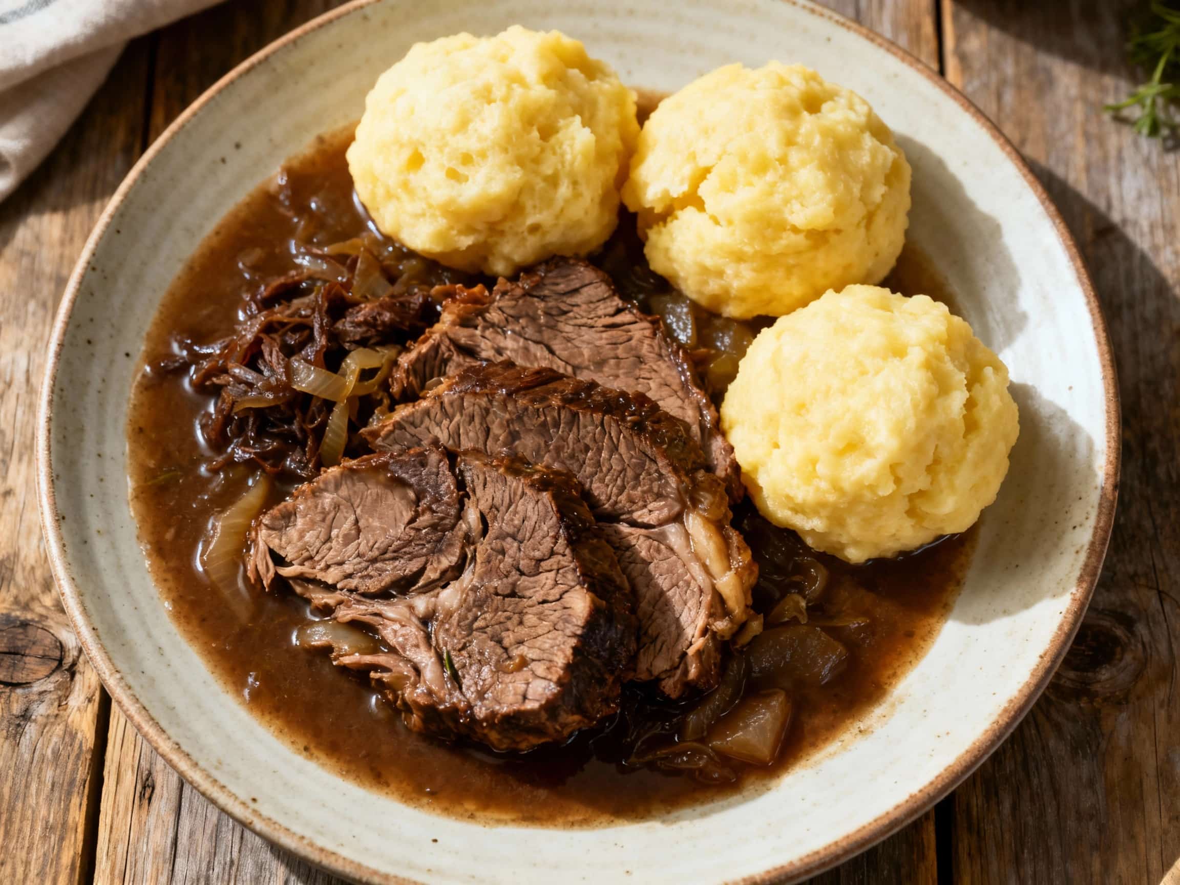 Slow Cooker Sauerbraten with Dumplings